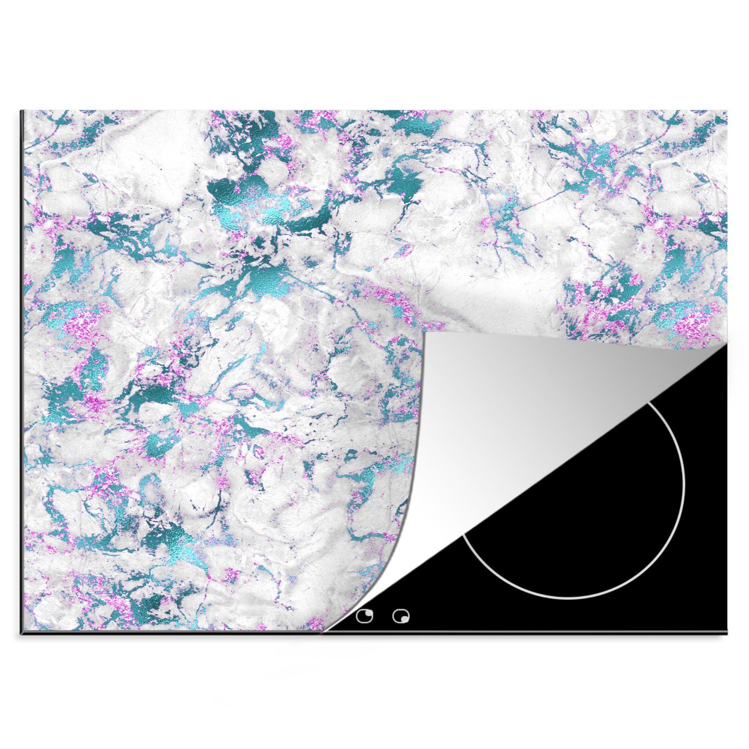 MuchoWow Herdblende-/Abdeckplatte Regenbogen - Marmor - Muster, Vinyl, (1 tlg), 60x52 cm, Mobile Arbeitsfläche nutzbar, Ceranfeldabdeckung