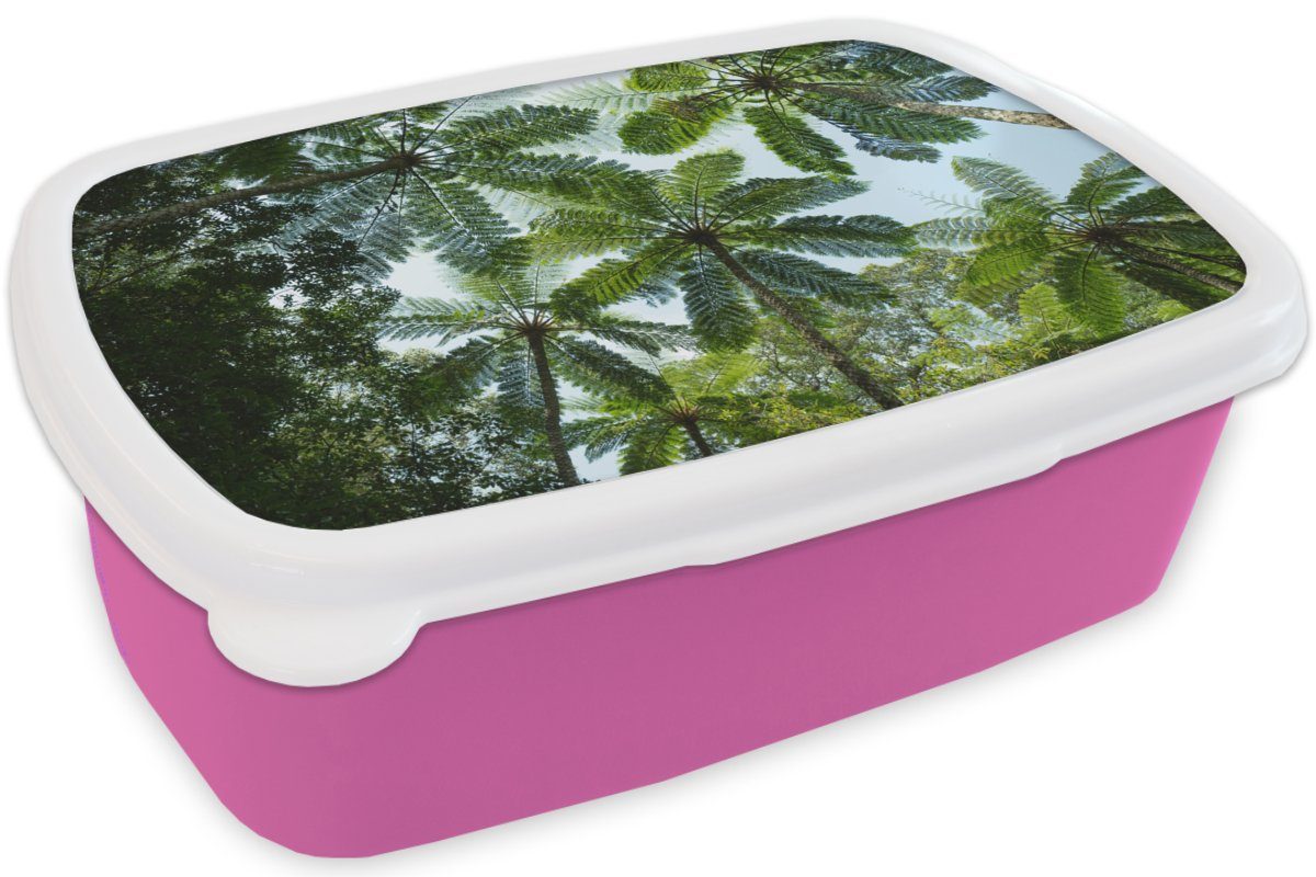 Erwachsene, Brotdose und Bäume rosa Kunststoff, (2-tlg), Brotbox Kinder, Blätter Kunststoff für Snackbox, Lunchbox MuchoWow Dschungel, im Mädchen,