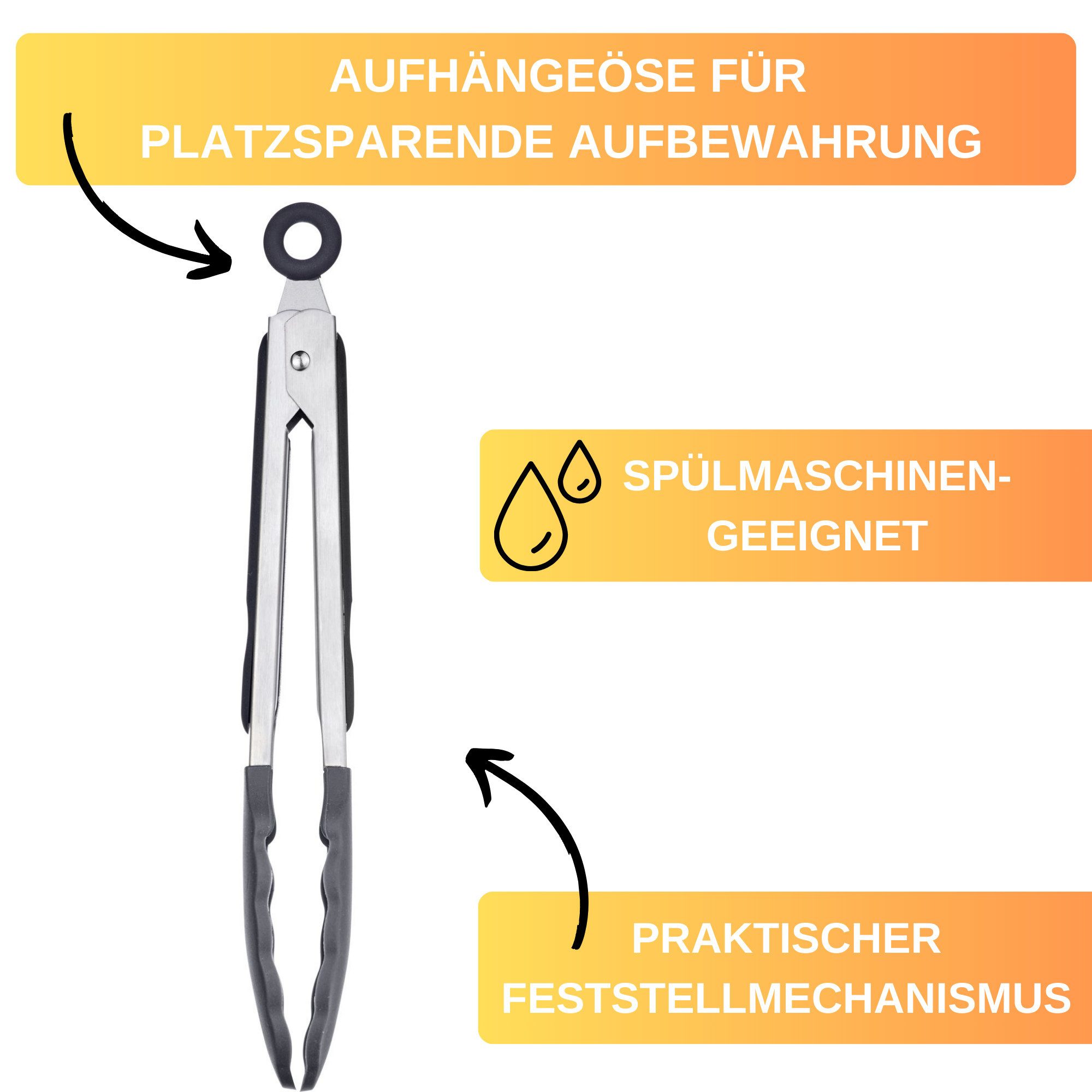 Thiru Servierzange mit Silikon Laffen und Aufhängeöse, hitzebeständig bis 200°C – Bild 4 von 5