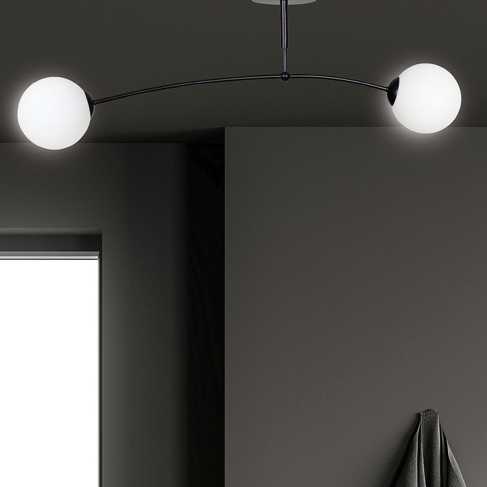 E14 Schwarz SENARA, Deckenlampe Metall Licht-Erlebnisse Glas Leuchtmittel, ohne Deckenleuchte Weiß