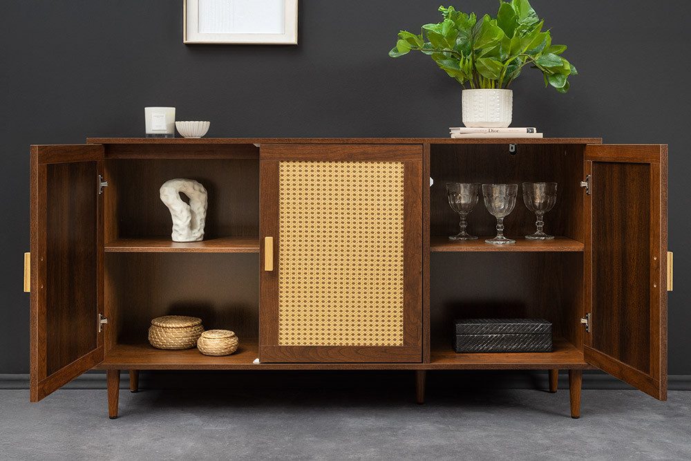 riess-ambiente Sideboard VIENNA 120cm braun · Retro-Kommode mit Wiener Geflecht und Stauraum (Einzelartikel, 1 St), 4 geschlossene Fächer · Wohnzimmer · Rattan  – Bild 4 von 5