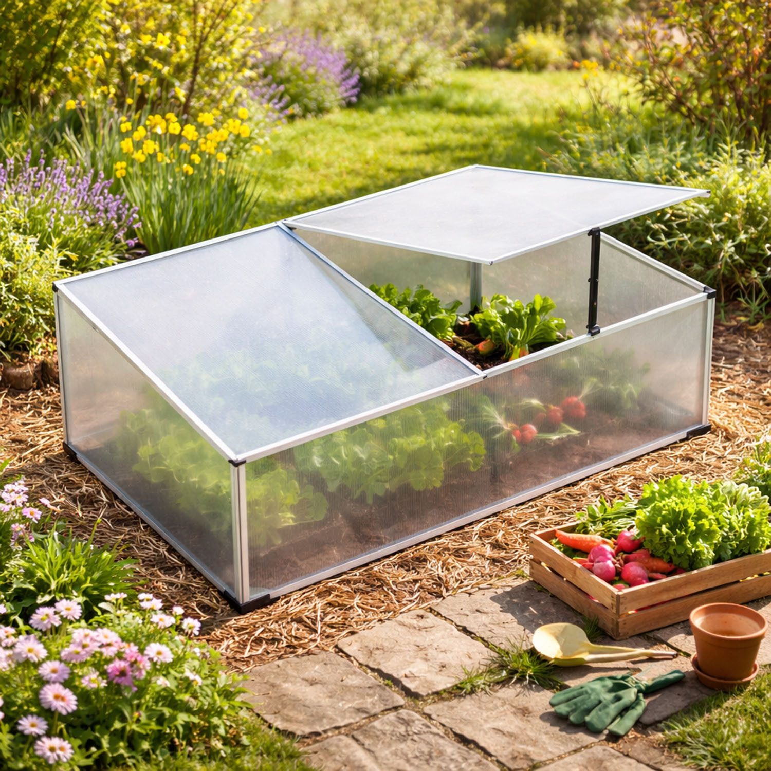 Mojawo Gewächshaus Frühbeet Aluminium Gewächshaus Gewächshaus 120X80X30/40C günstig online kaufen