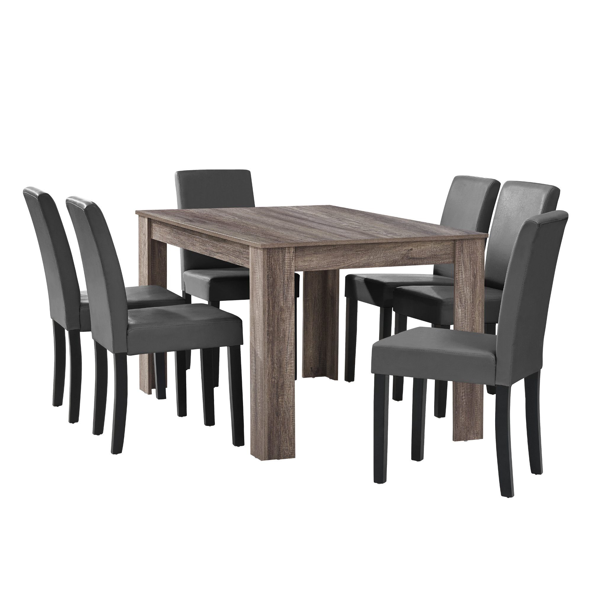en.casa Essgruppe, (7-tlg., Esstisch mit 6 günstig online kaufen