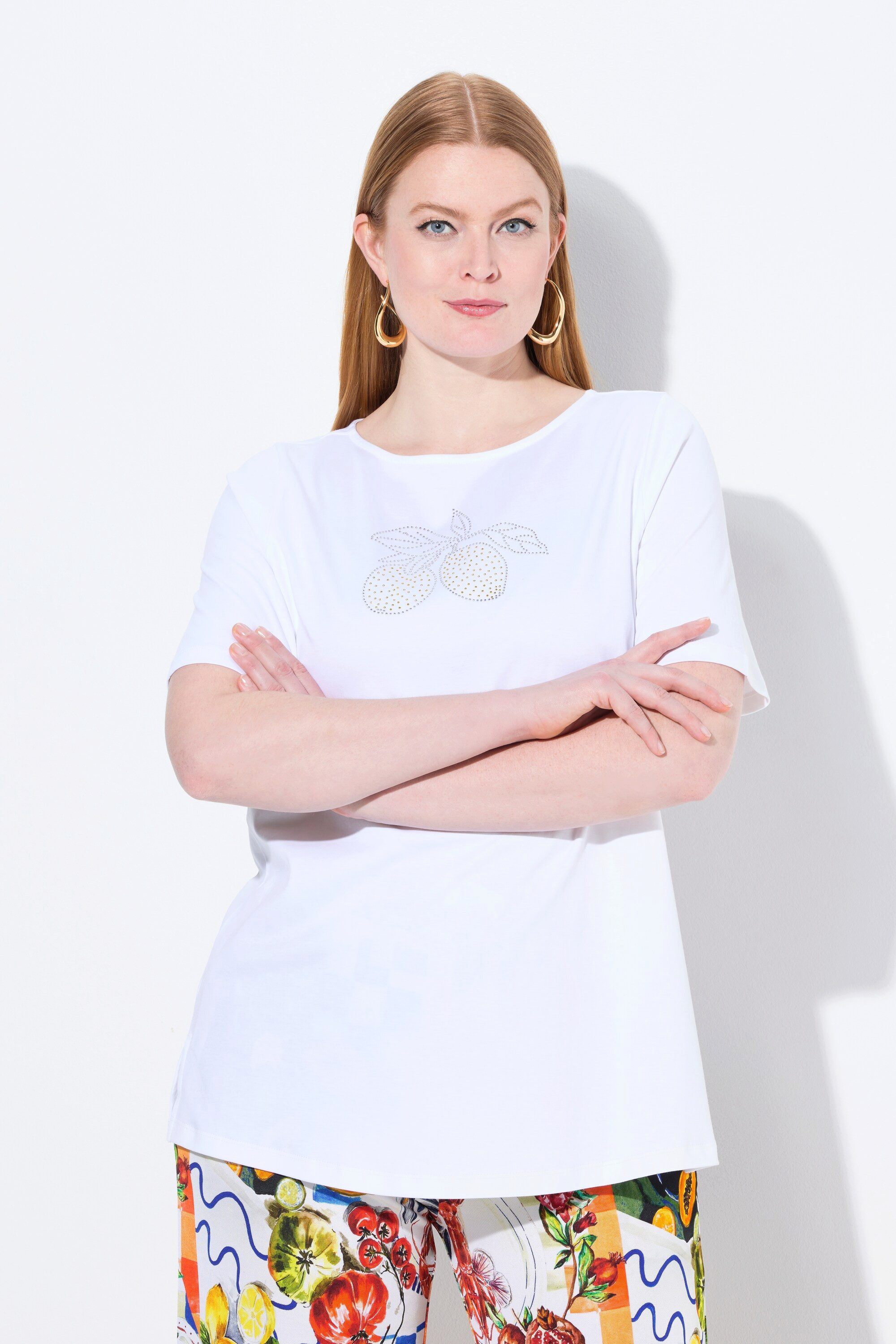 Ulla Popken T-Shirt T-Shirt Zitrone U-Boot-Ausschnitt günstig online kaufen
