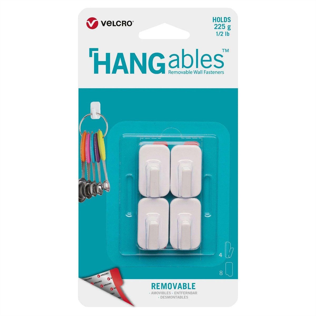 VELCRO Kabelbinder HANGables Mikro-Klebe-Haken 225g 4 St. wiederablösbar, weiß, VEL-30102-WEU