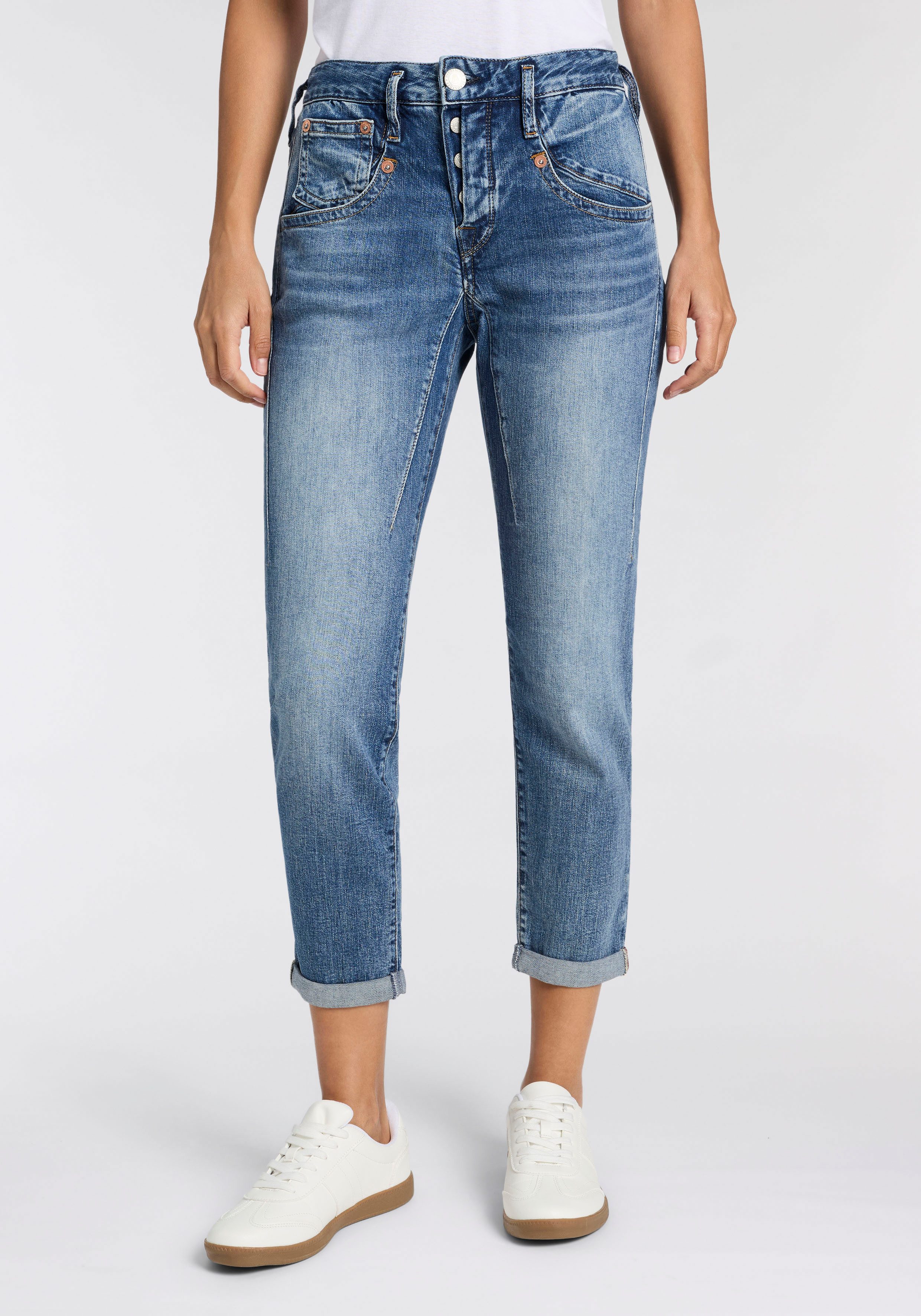 Herrlicher Boyfriend-Jeans Shyra Cropped Denim in Cropped-Länge, hoher Bund