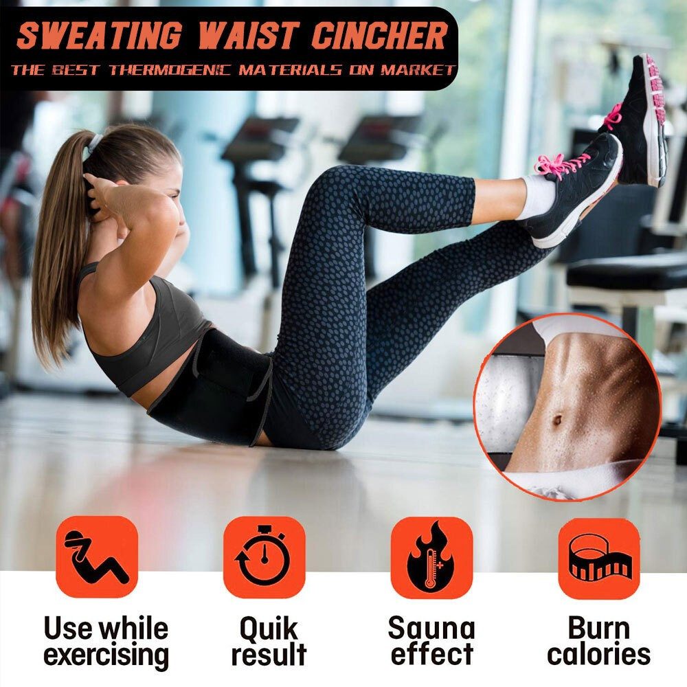 Luckice Hüftgürtel Waist Trimmer Gürtel, Neopren, Schweiß-Bauchgurt (Sport & Fettverbrennung, One Size, Schwarz) – Bild 2 von 5