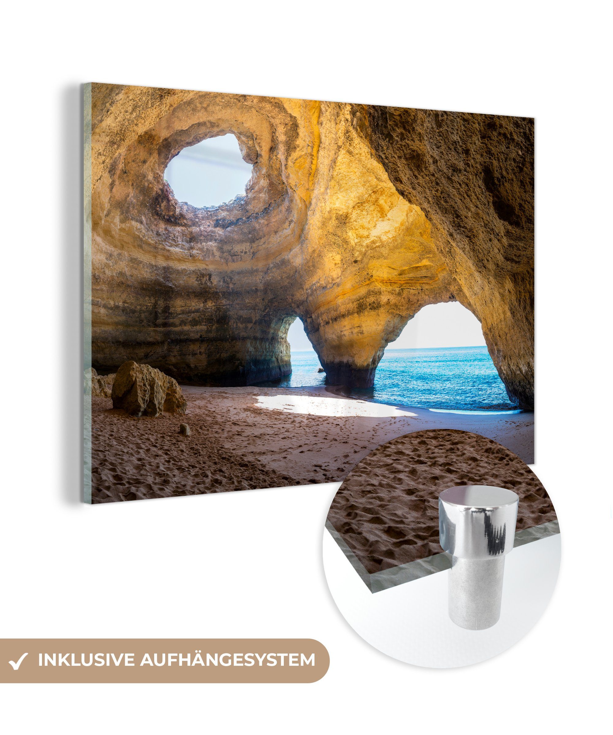 MuchoWow Acrylglasbild Portugiesische Höhle, (1 St), Acrylglasbilder Wohnzimmer & Schlafzimmer | Bilder