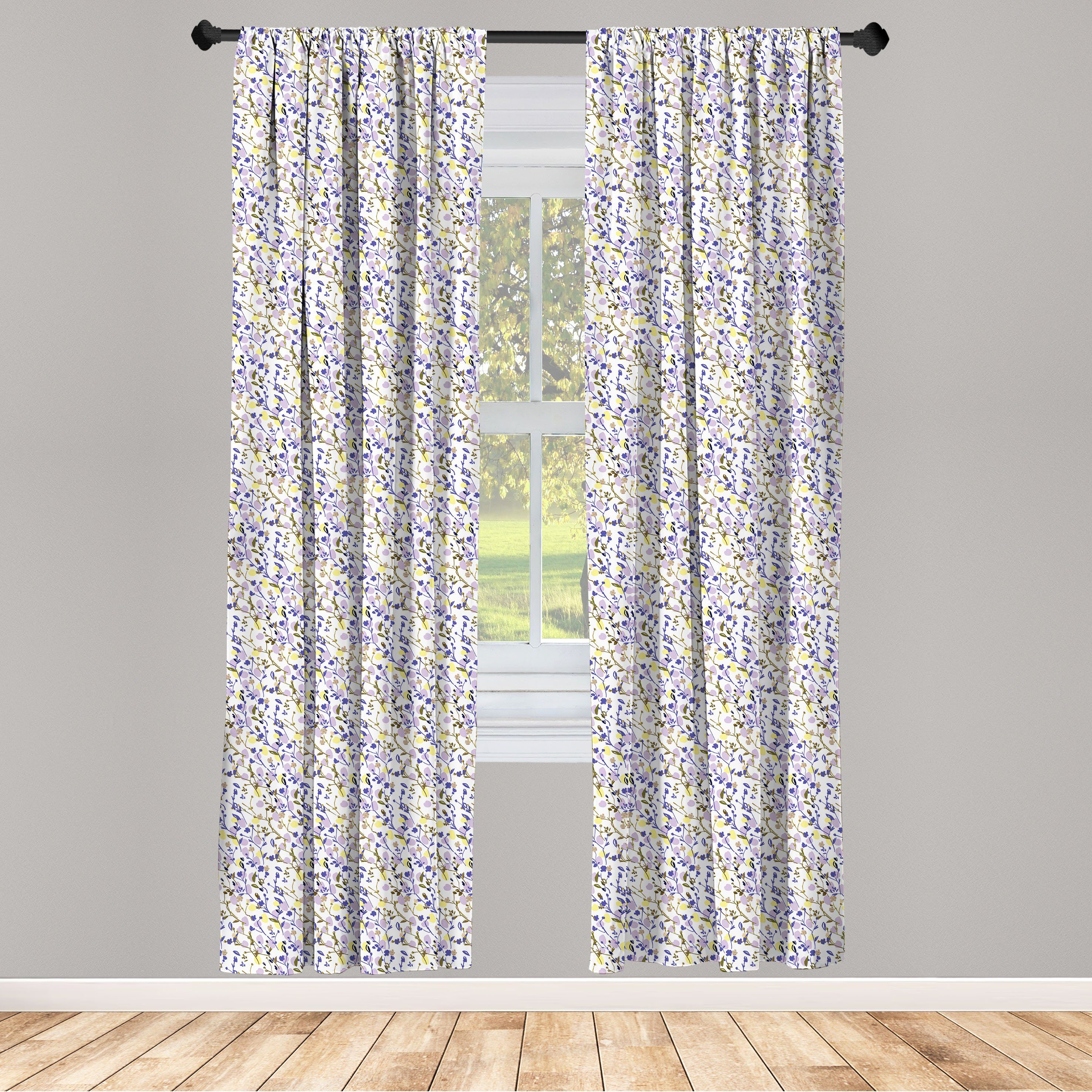 Gardine Vorhang für Wohnzimmer Schlafzimmer Dekor, Abakuhaus, Microfaser, Botanisch Pastell Minimal-Elemente