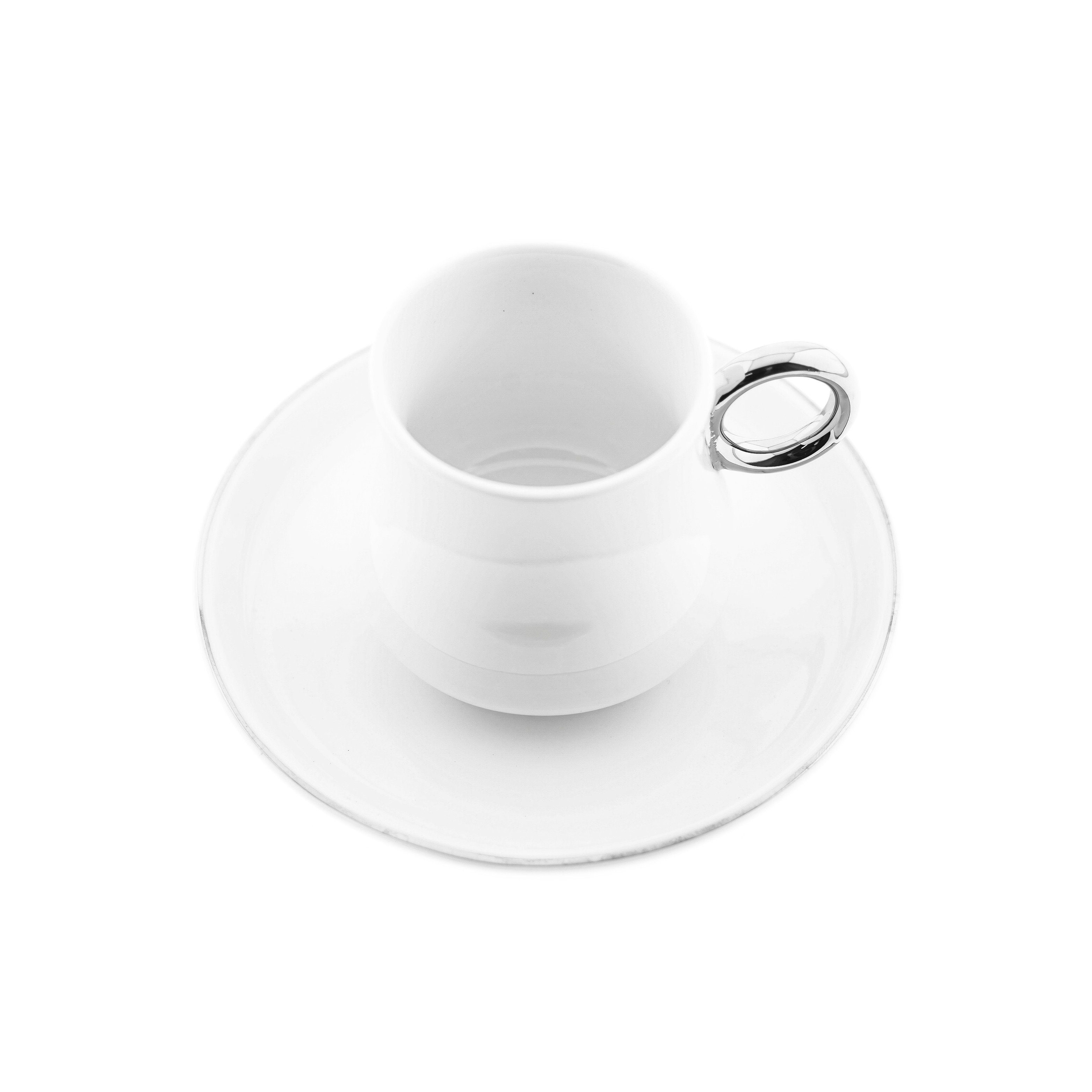Mulex Espressotasse 12 Tlg Set Mokkatassen mit Untertasse aus Porzellan 80 ml