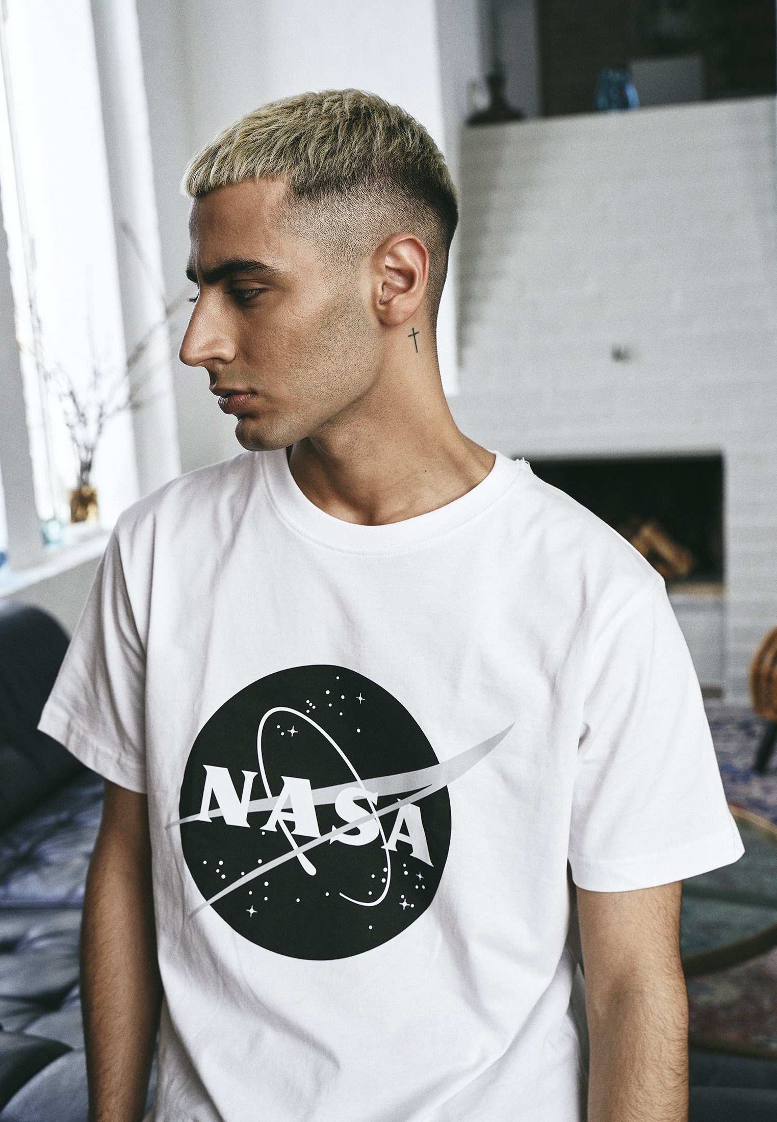 MisterTee T-Shirt Herren NASA Black-and-White Insignia Tee (1-tlg)