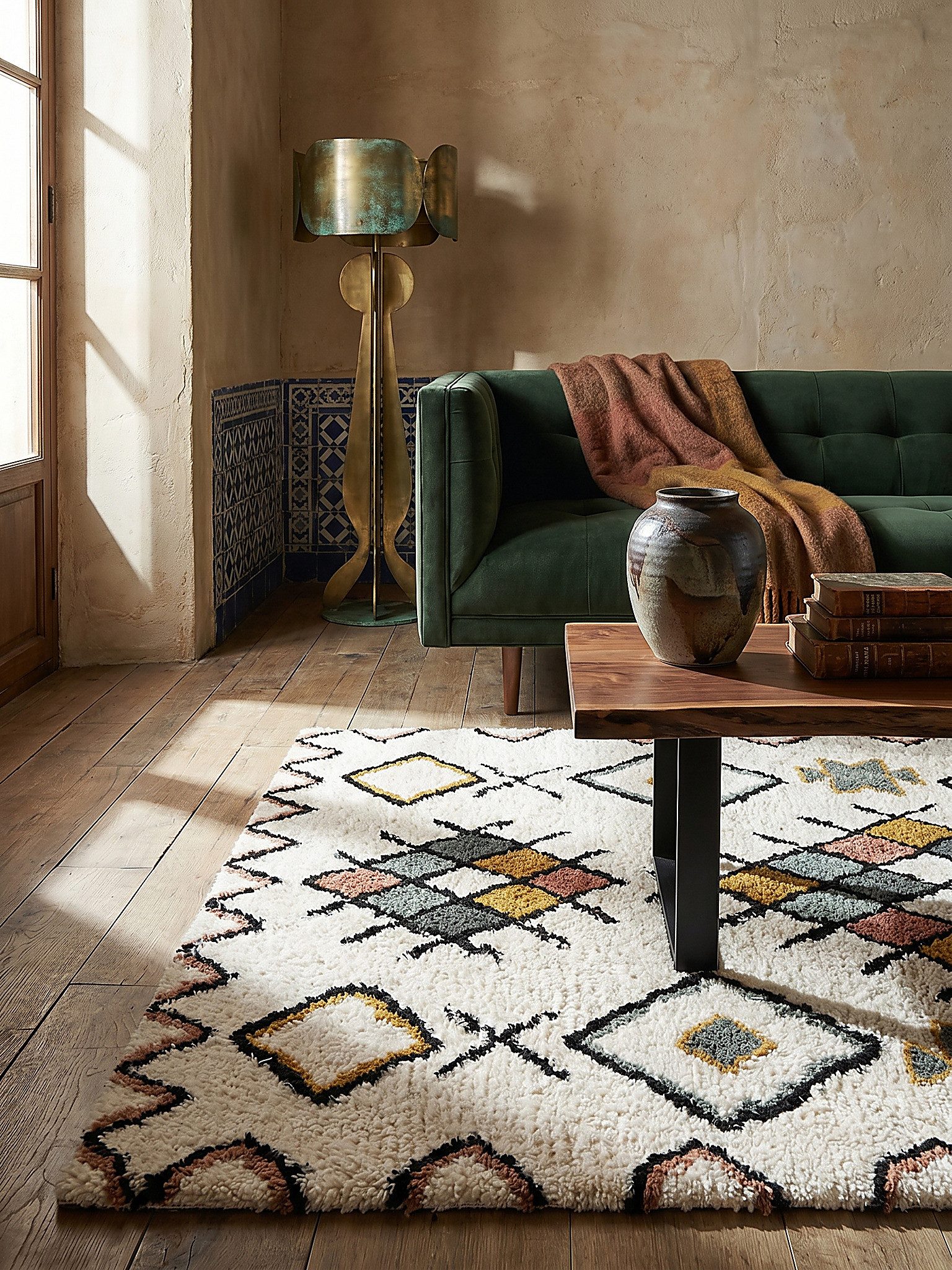 KADIMA DESIGN Wollteppich BRUE Hochflorteppich reine Wolle Naturfaser weich 200x290 Multicolor, Rechteckig, Höhe: 29 mm, 25 mm Hochflor, fußbodenheizungsgeeignet, hochwertig, Berber-Shaggy