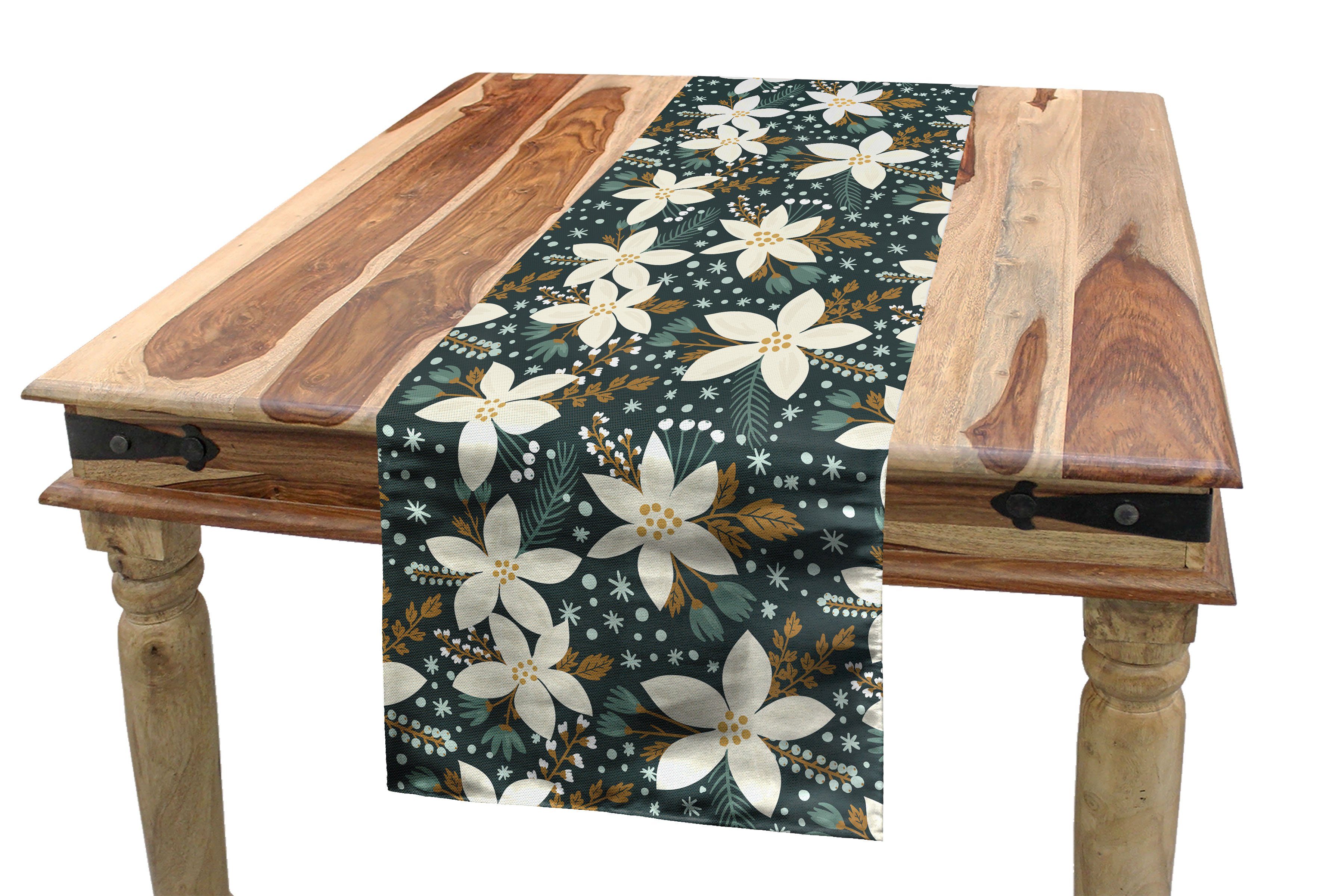 Abakuhaus Tischläufer Esszimmer Küche Rechteckiger Dekorativer Tischläufer, Poinsettia-Blüten-Kunst Blumen
