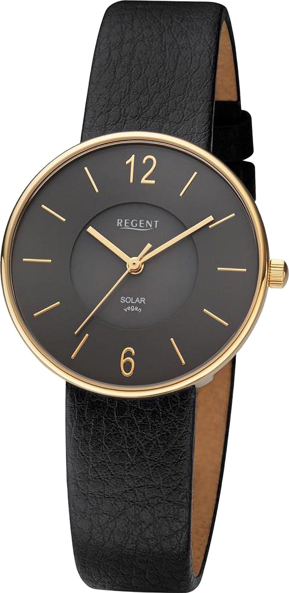 Regent Quarzuhr Regent Damen Armbanduhr Analog, (Analoguhr), Damen Armbanduhr rund, extra groß (ca. 33mm), Lederarmband