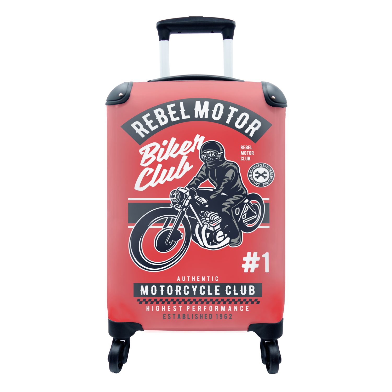 MuchoWow Handgepäckkoffer Motorrad - Mann - Kleidung - Vintage, 4 Rollen, Reisetasche mit rollen, Handgepäck für Ferien, Trolley, Reisekoffer