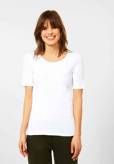 Cecil T-Shirt Cecil T-Shirt einfarbig in White (1-tlg) Körpernah geschnitten