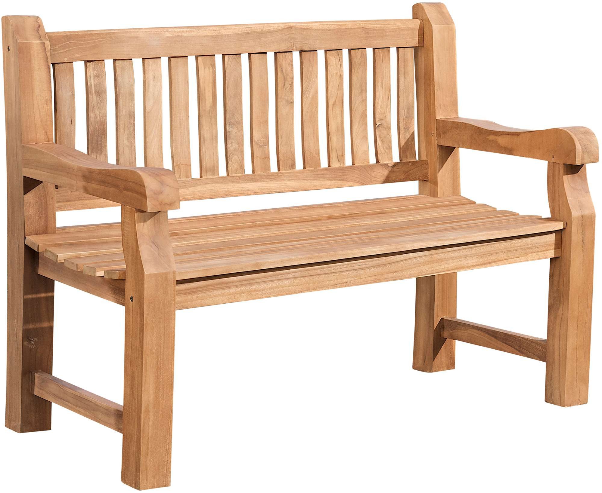 CLP Gartenbank Teakbank Jackson V2 (1er), aus wetterfestem Teakholz, mit Rückenlehne