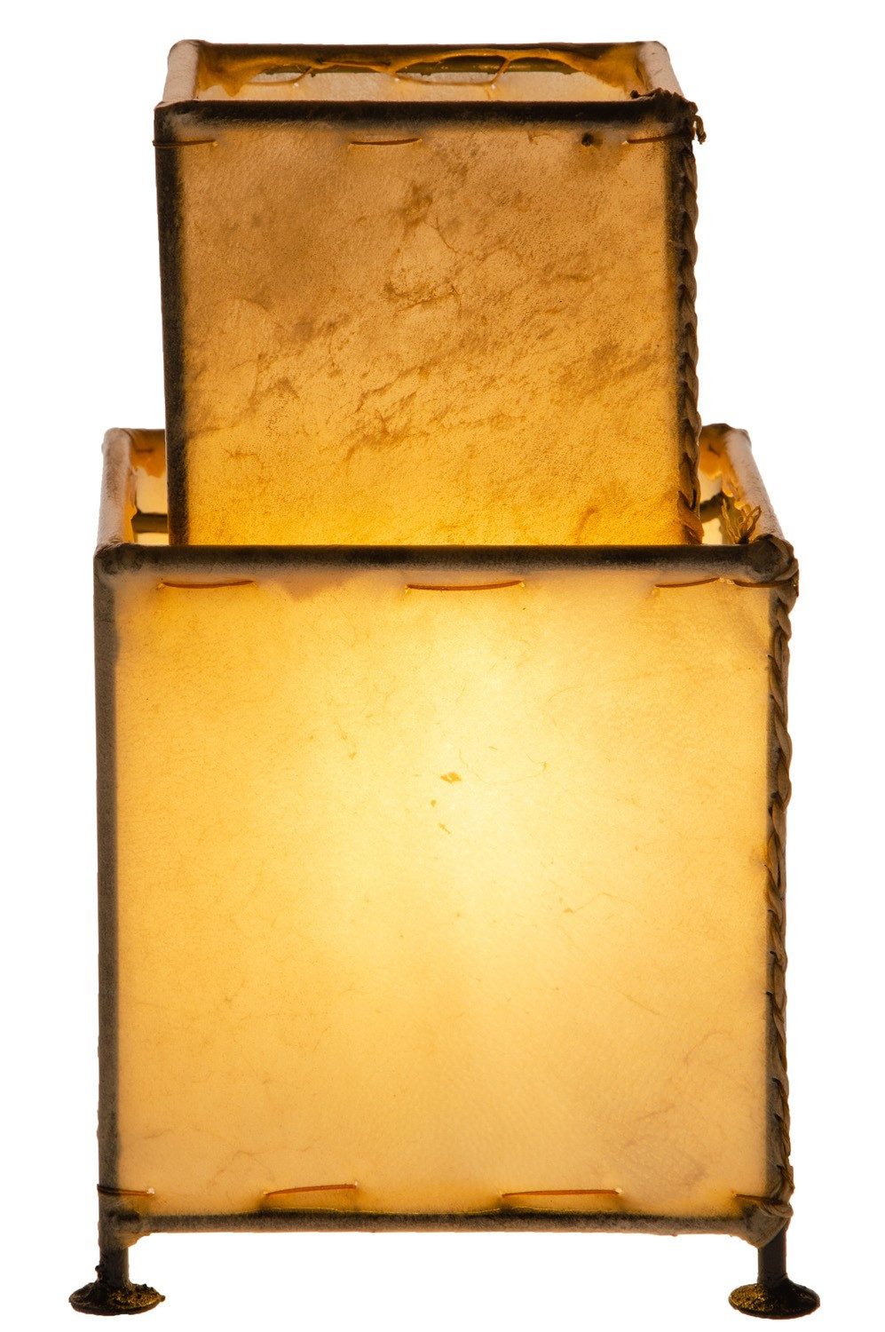Marrakesch Orient & Mediterran Interior Nachttischlampe Orientalische Tischlampe Afson handgefertigt aus Leder in Natur 25 cm, Handarbeit