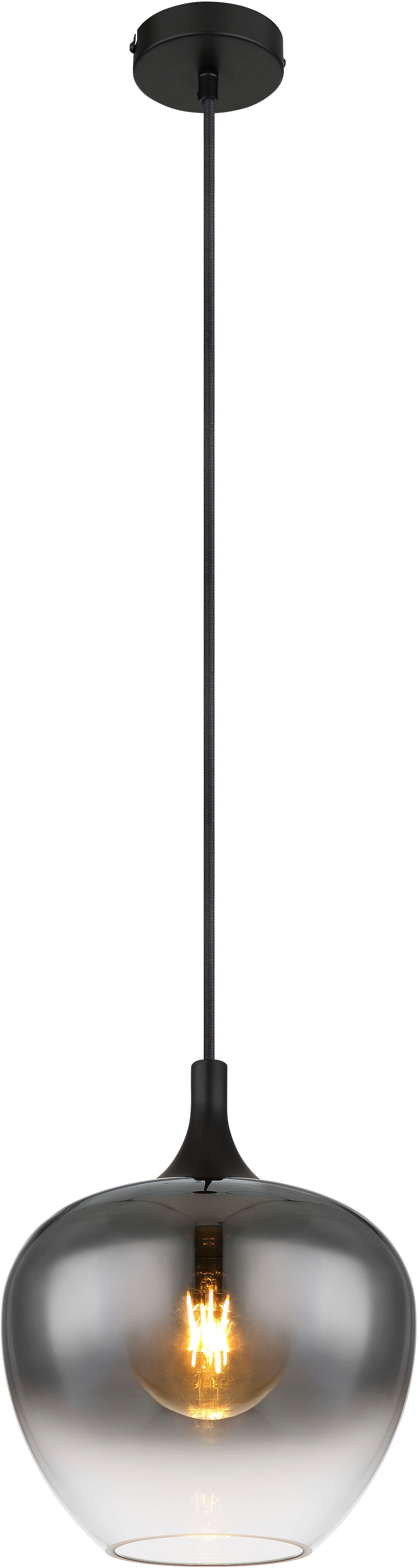GLOBO LIGHTING Hängeleuchte MAXY, ohne Leuchtmittel, Hängeleuchte, schwarze Aufhängung, Rauchglas, E27
