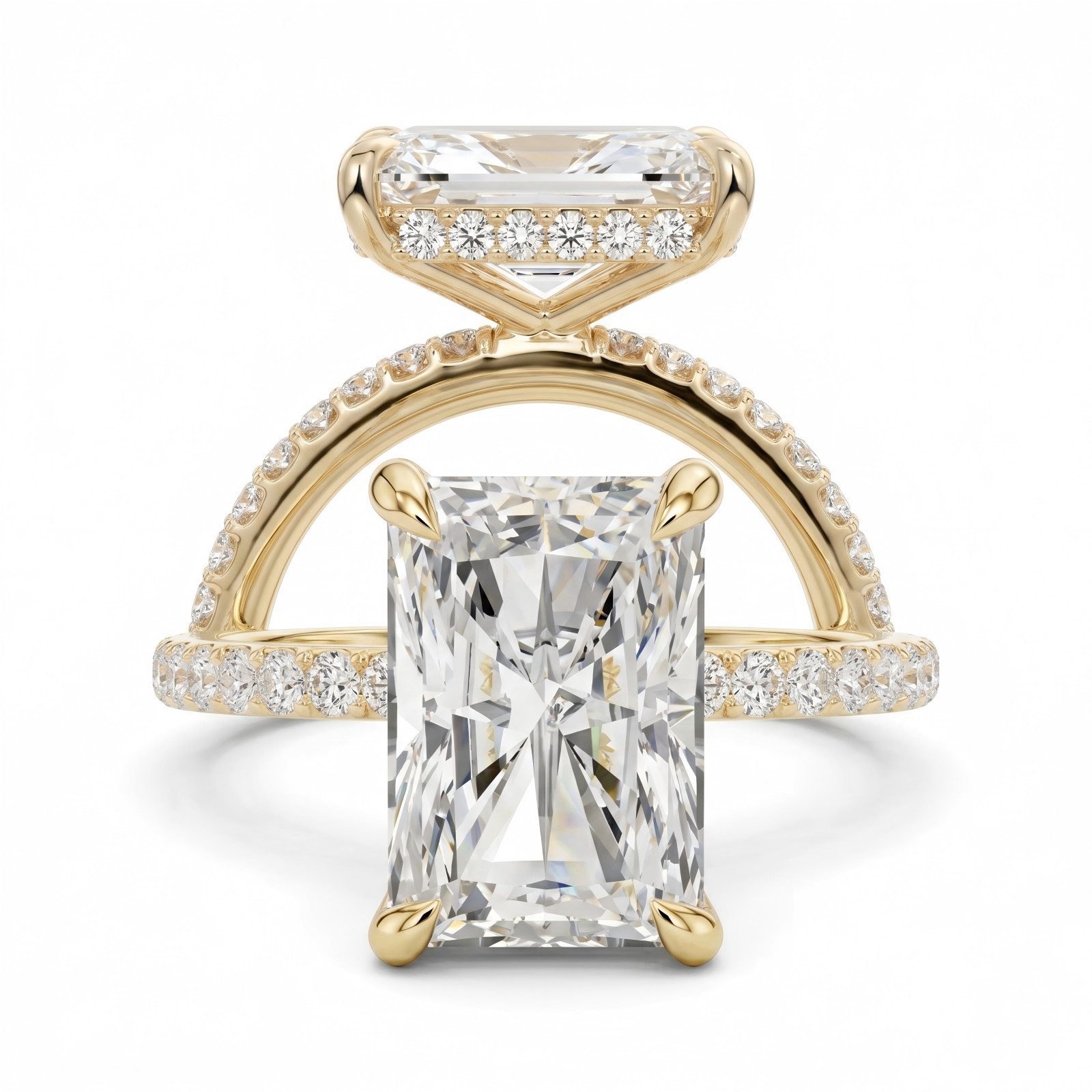 Jumpeak Diamantring 1ct/2ct/3ct Smaragd-Diamantring, Damenring aus 585er Gold, Ehering, Damenring aus Weißgold, Verlobungsring, IGI, Geschenk für Damen