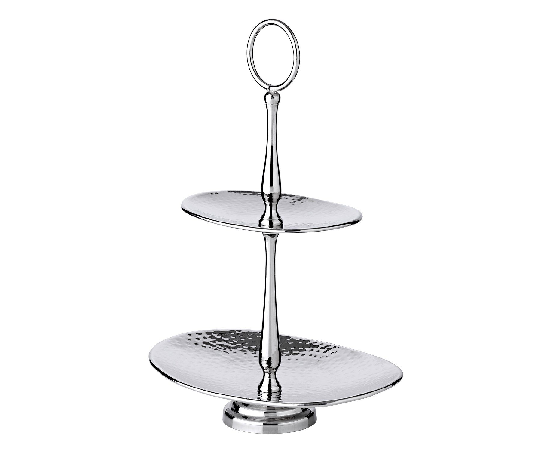 EDZARD Etagere Gulf, Edelstahl, Höhe 34 cm, 2-stöckig, hochglanzpoliert, ovale Platten