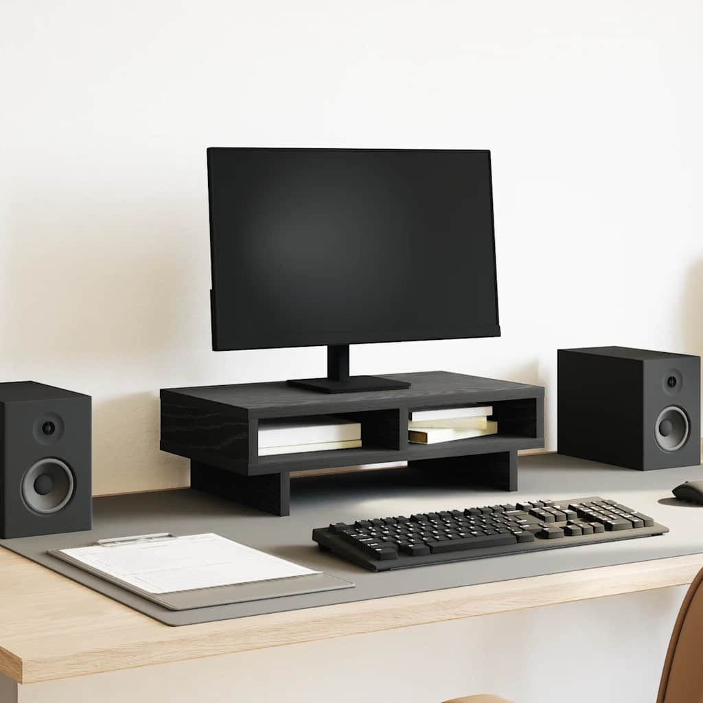 vidaXL Monitorständer Monitorständer Schwarz Eichen-Optik 50x27x15 cm Holzwerkstoff – Bild 2 von 5