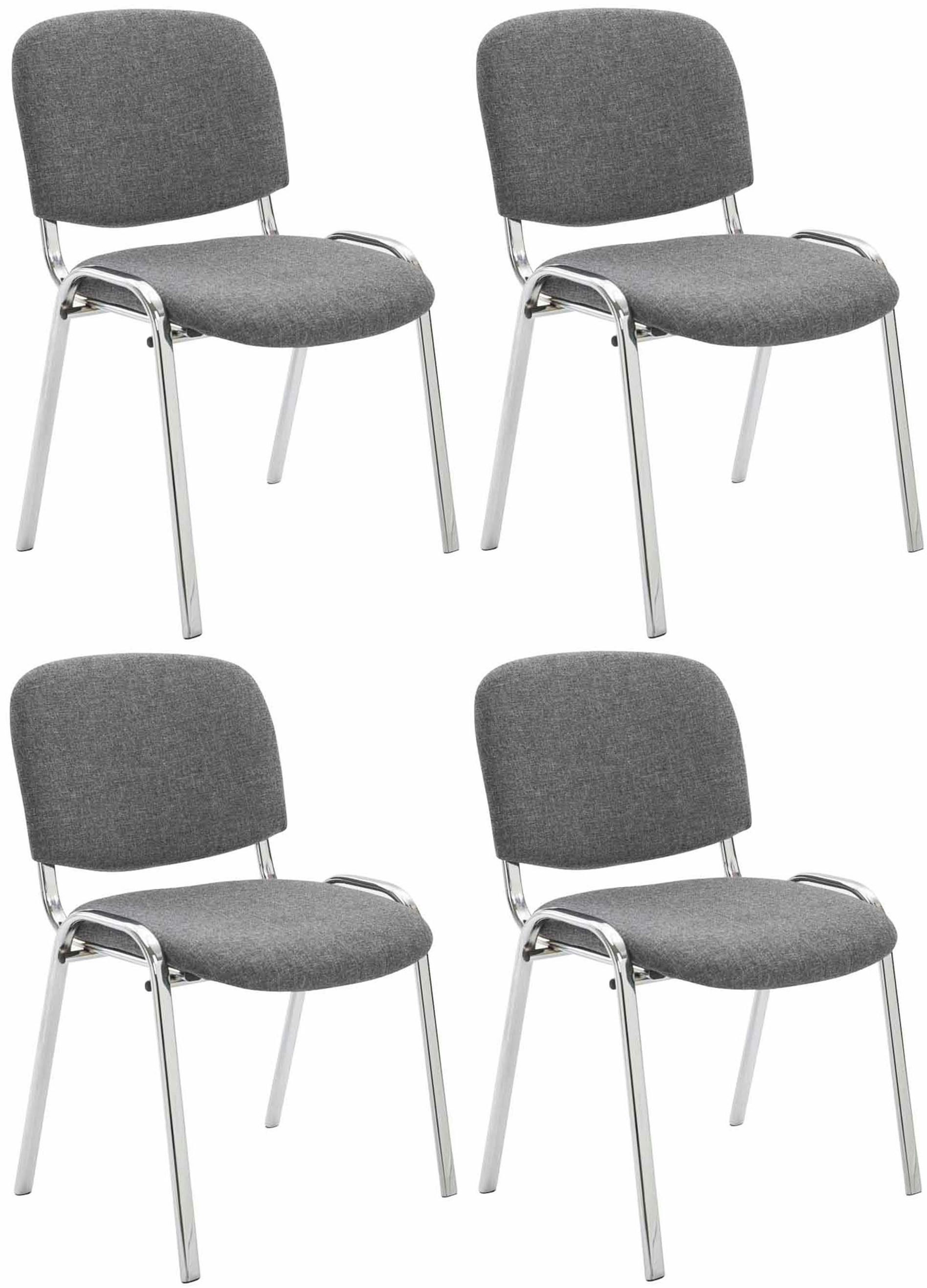CLP Besucherstuhl Ken Stoff (4er Set), stapelbar, Chrom-Optik