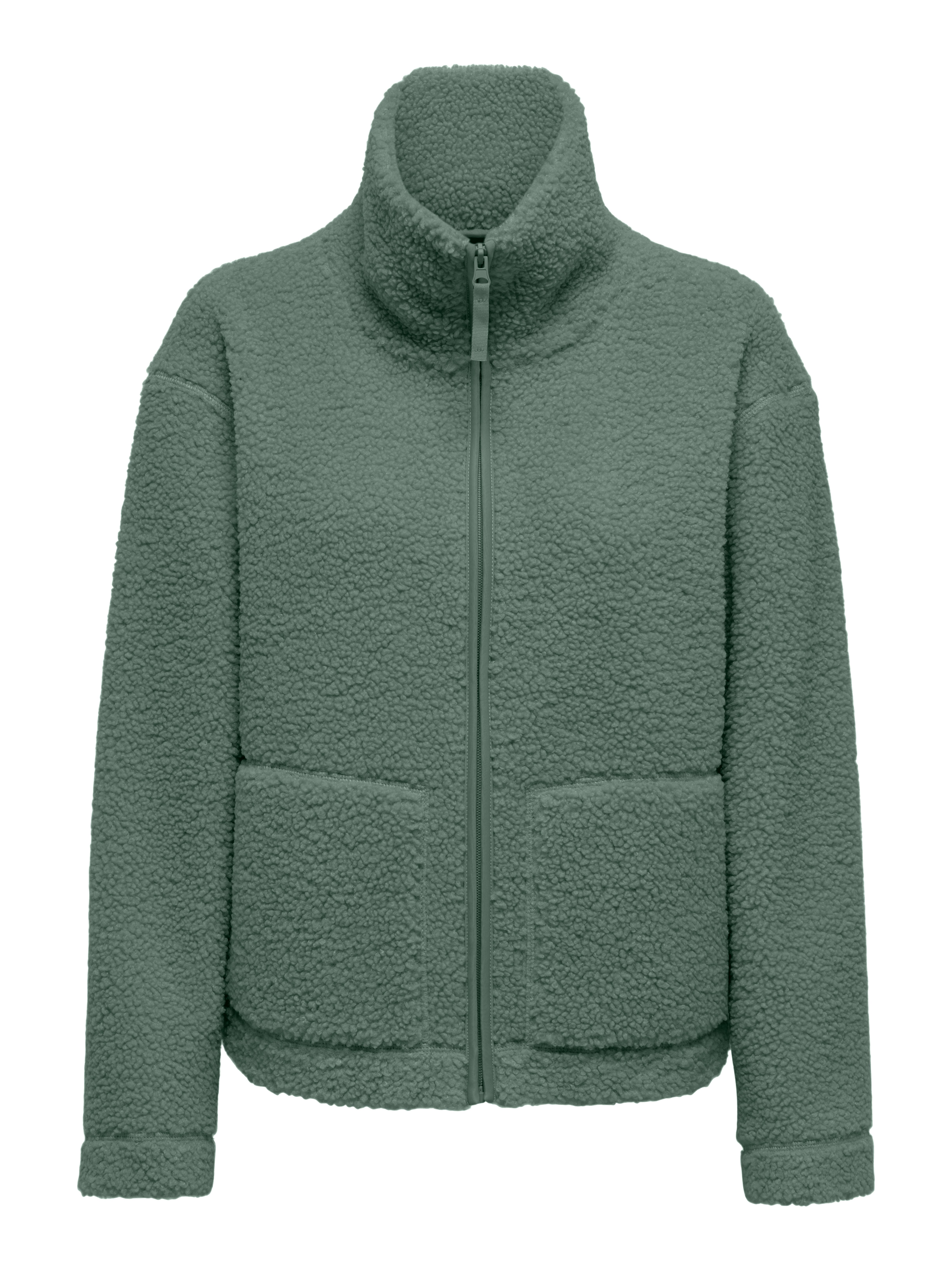 ONLY Plüschjacke ONLMEGAN TEDDY JACKET CS OTW Kunstfaser, Plüsch, seitliche Eingrifftaschen, Stehkragen