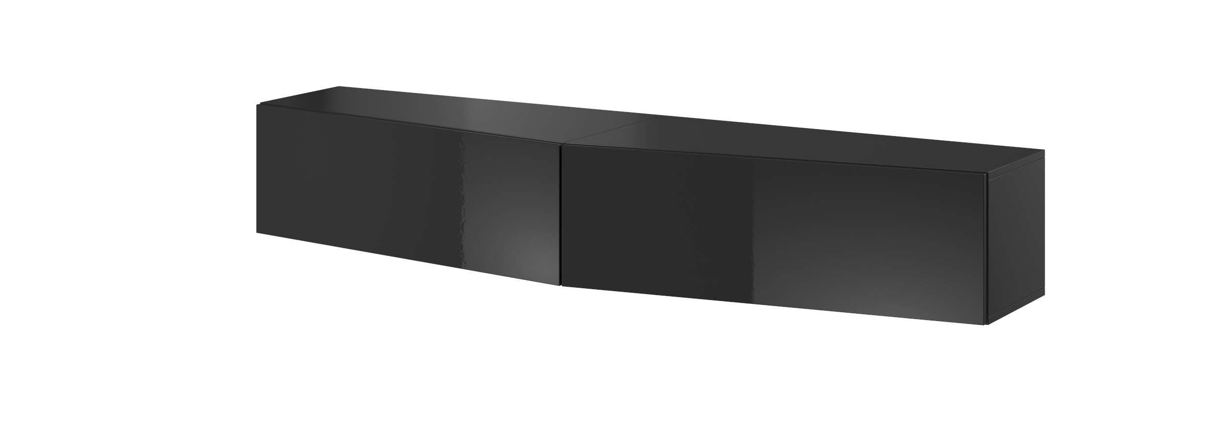 Stylefy Wohnwand Vago SLATE 2xHängevitrine Modern bestehend (Set 2xHängeschrank, Schwarz Design, und Schwarz Push-to-Open, Hochglanz mit (4-St), Wohnzimmer-Set), Matt variabel aus Wohnmöbel, II, - hängbar