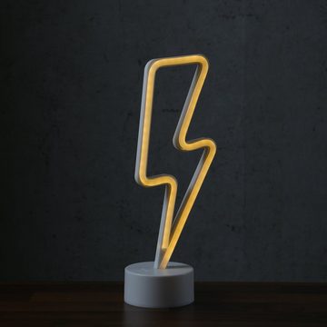 SATISFIRE LED Dekolicht LED Neonlicht Blitz Neonschild Leuchtfigur Batterie USB 30cm warmweiß, LED Classic, warmweiß (2100K bis 3000K)