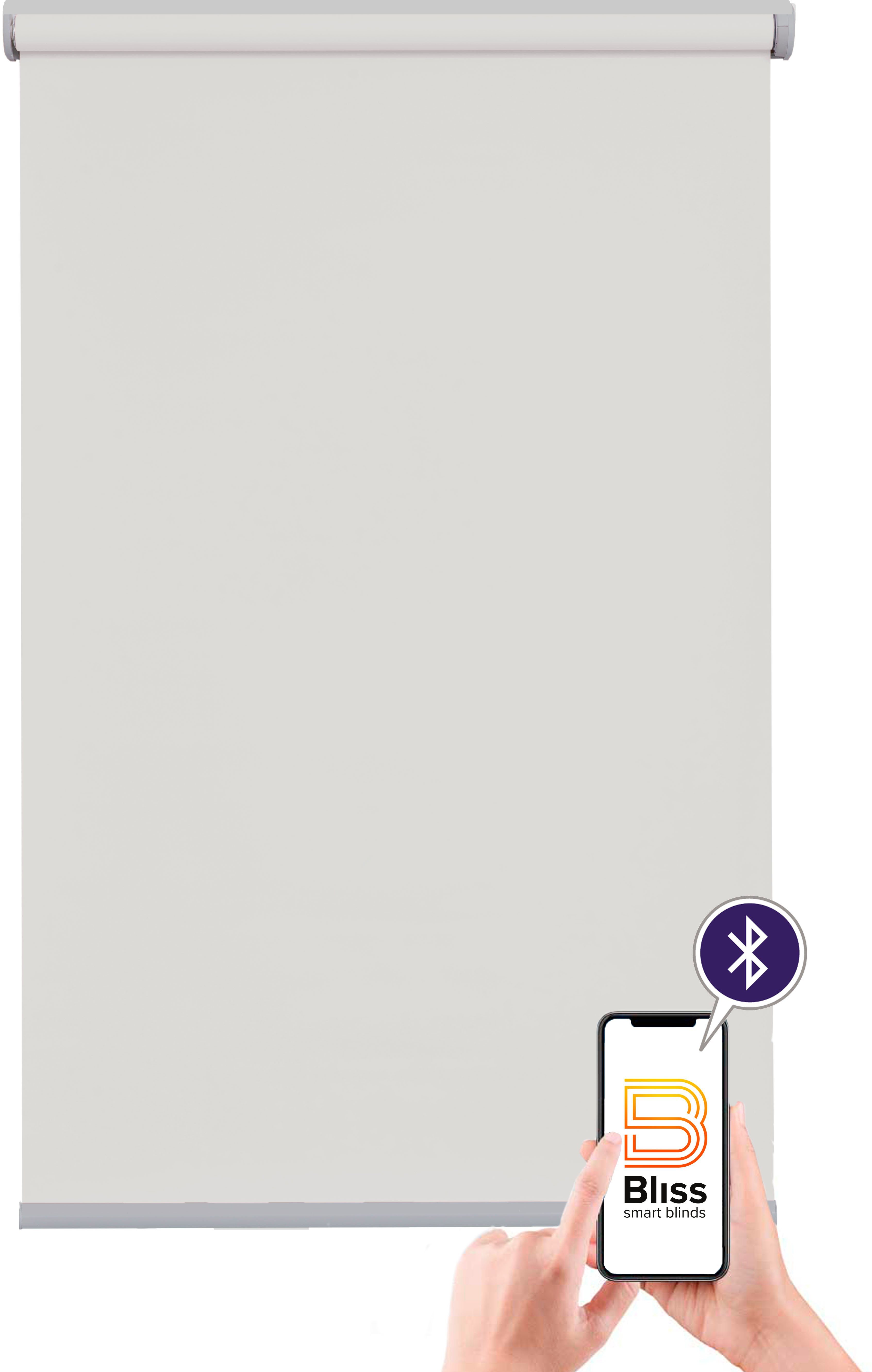 Elektrisches Rollo Las Vegas, sunlines, verdunkelnd, mit Bohren, freihängend, verschraubt, appgesteuert via Bluetooth, mit Motor und Akku, silberner Fallstab