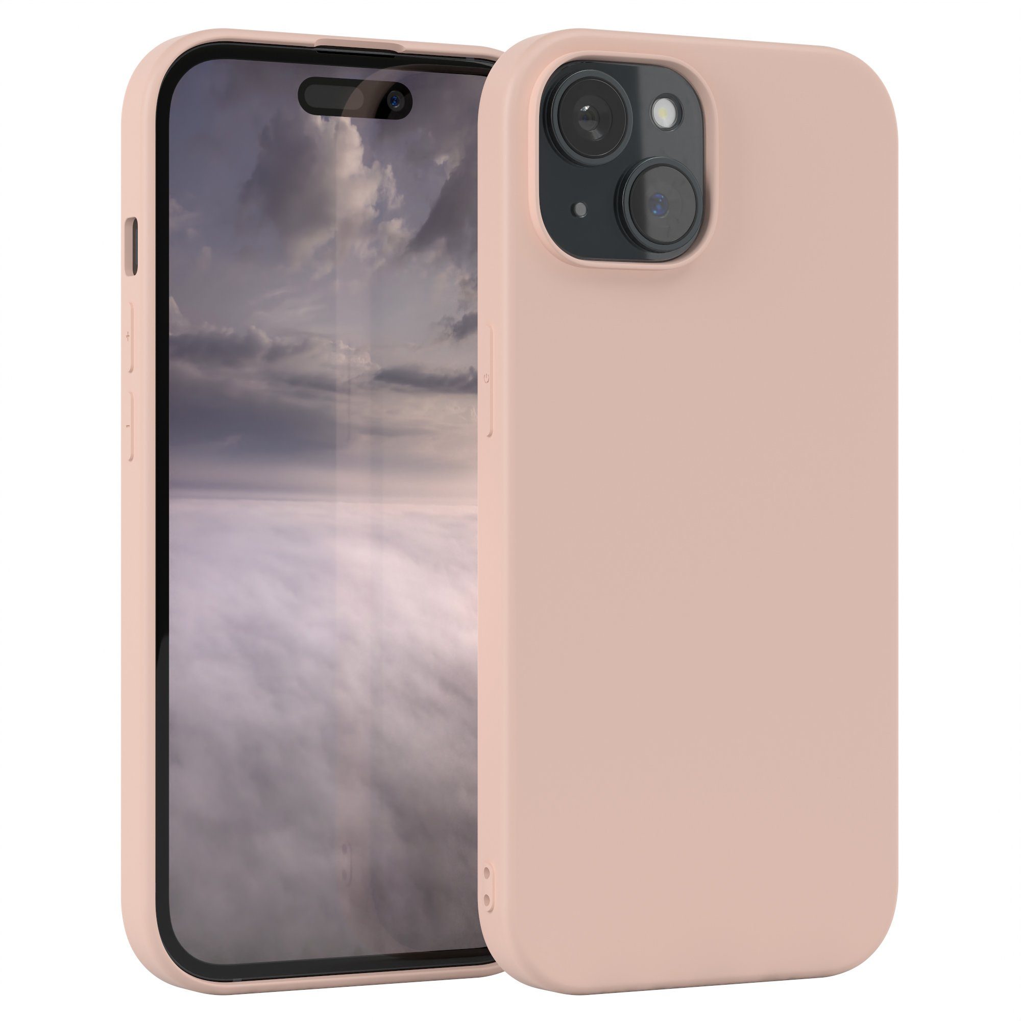 EAZY CASE Handyhülle TPU Hülle für Apple iPhone 15 6,1 Zoll, Silikon Schutzhülle mit Kameraschutz kratzfest bumper Rosa Altrosa
