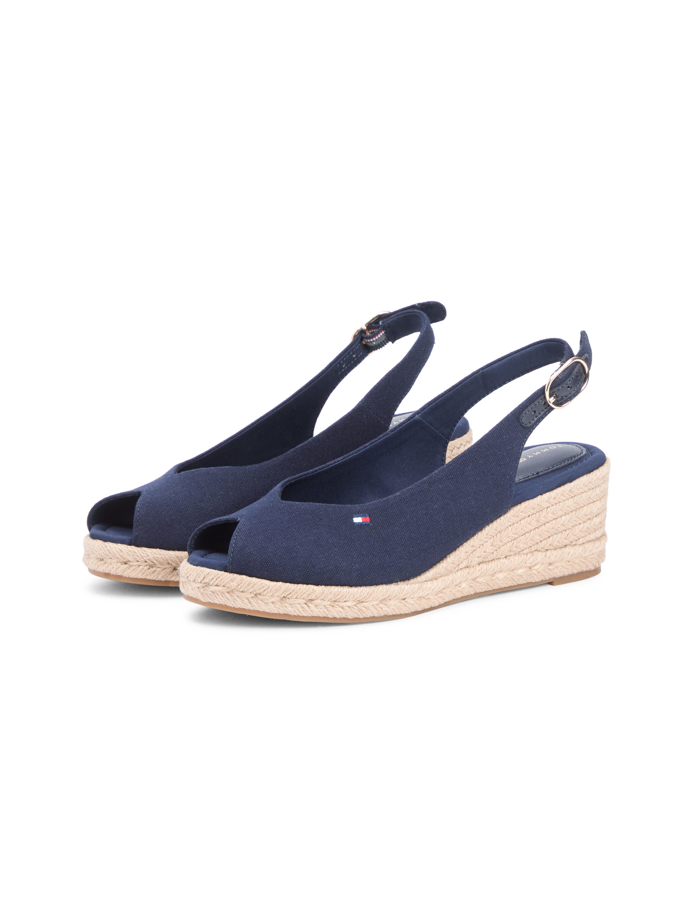 Tommy Hilfiger MID WEDGE ESPAD SLINGBACK Keilsandalette Sommerschuh, Riemchensandale mit Flaggen-Stickerei