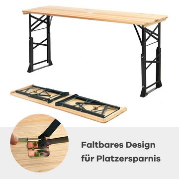 COSTWAY Gartentisch, Biertisch klappbar & höhenverstellbar, Holz & Metall