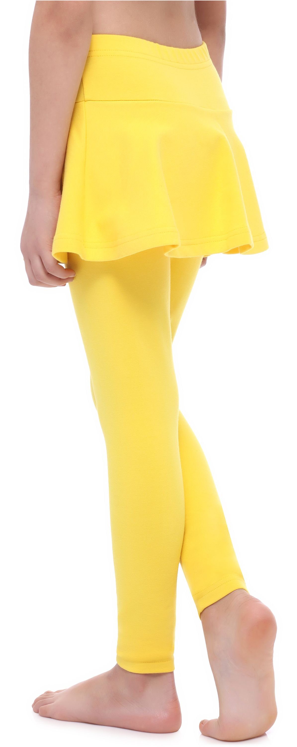 Gelb Rock Bund Style MS10-254 Baumwolle Lange Mädchen Merry Leggings mit elastischer (1-tlg) aus Leggings