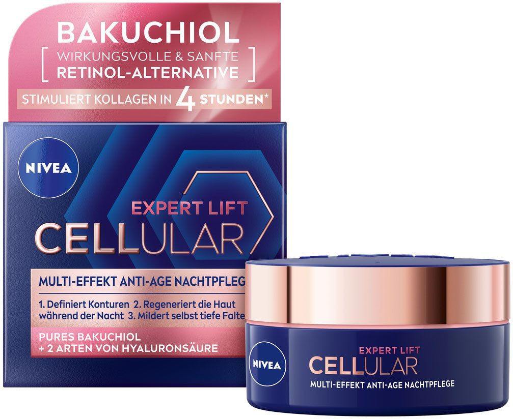Nivea Nachtcreme CELLULAR EXPERT LIFT NACHTPFLEGE, mit Multi-Effekt-Formel, Creme-Textur