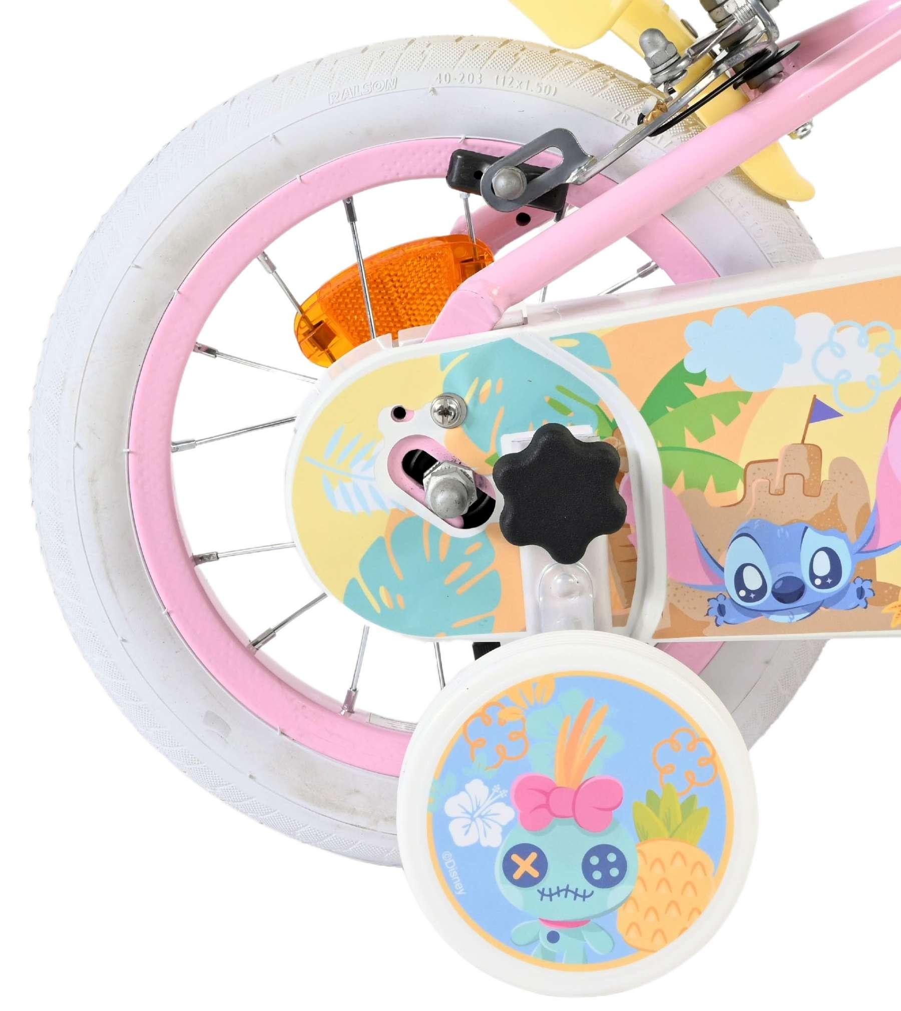 Volare Kinderfahrrad Koala Mädchen 12 Zoll Rosa mit zwei Handbremsen und Korb, Stützräder, Klingel, höhenverstellbarer Sattel