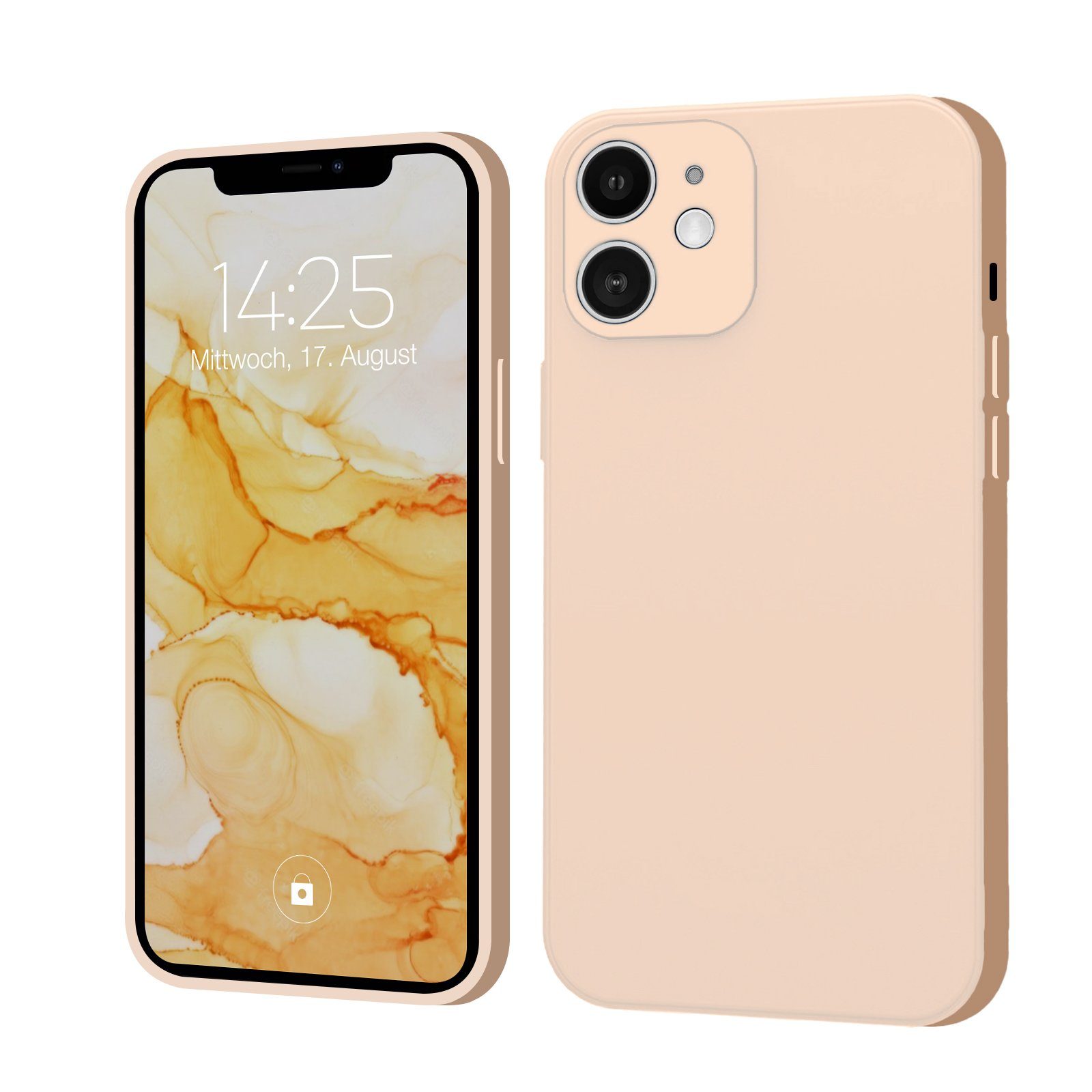 Tec-Expert Handyhülle SoftGrip Cover Hülle für Apple iPhone 12, Cover Bumper Case viele Farben wahlweise mit Glas
