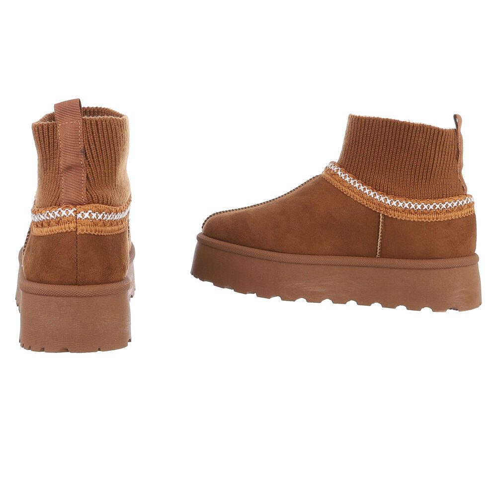 Ital-Design Damen Snowboots Freizeit Snowboots (88519238) Flach Stiefeletten in Camel