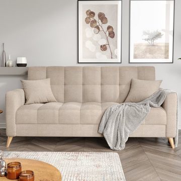 Gozos Sofa Gozos Bilbao Series 3 Sitzer Sofa, Bettfunktion Couch Polybaumwolle, 219 x 90 x 98 cm, Sitzfläche inklusive zwei Kissen und Stauraum