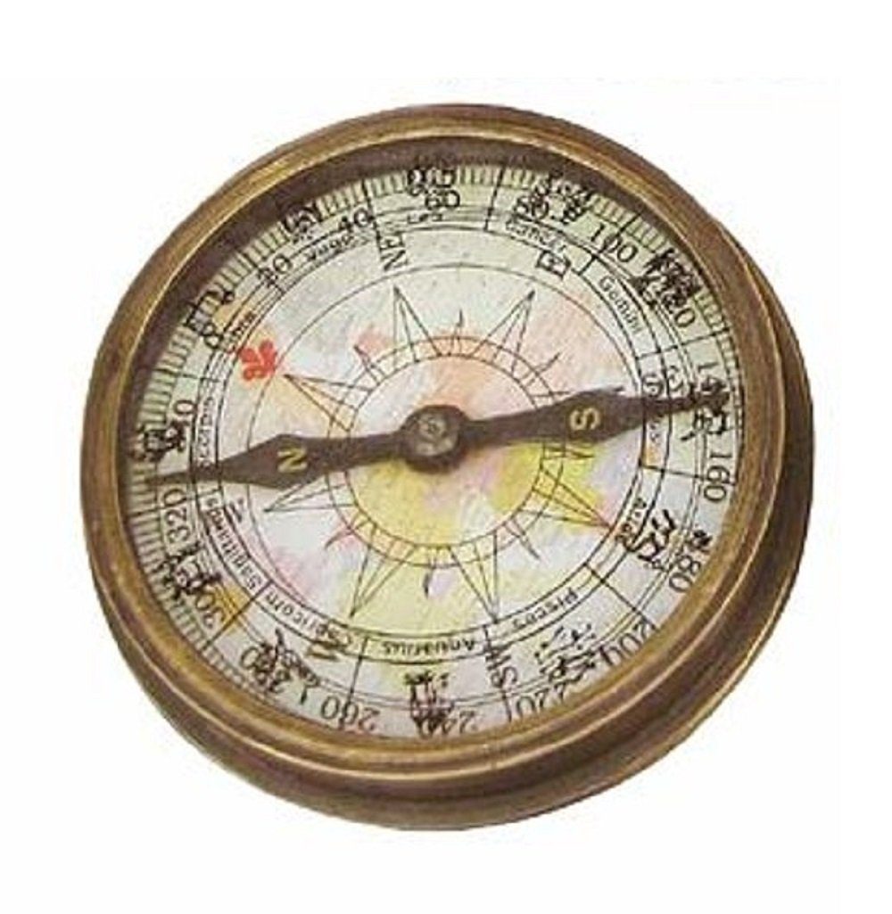 Linoows Dekoobjekt Dosenkompass, Marine Kompass mit Deckel Gravuren, Reproduktion