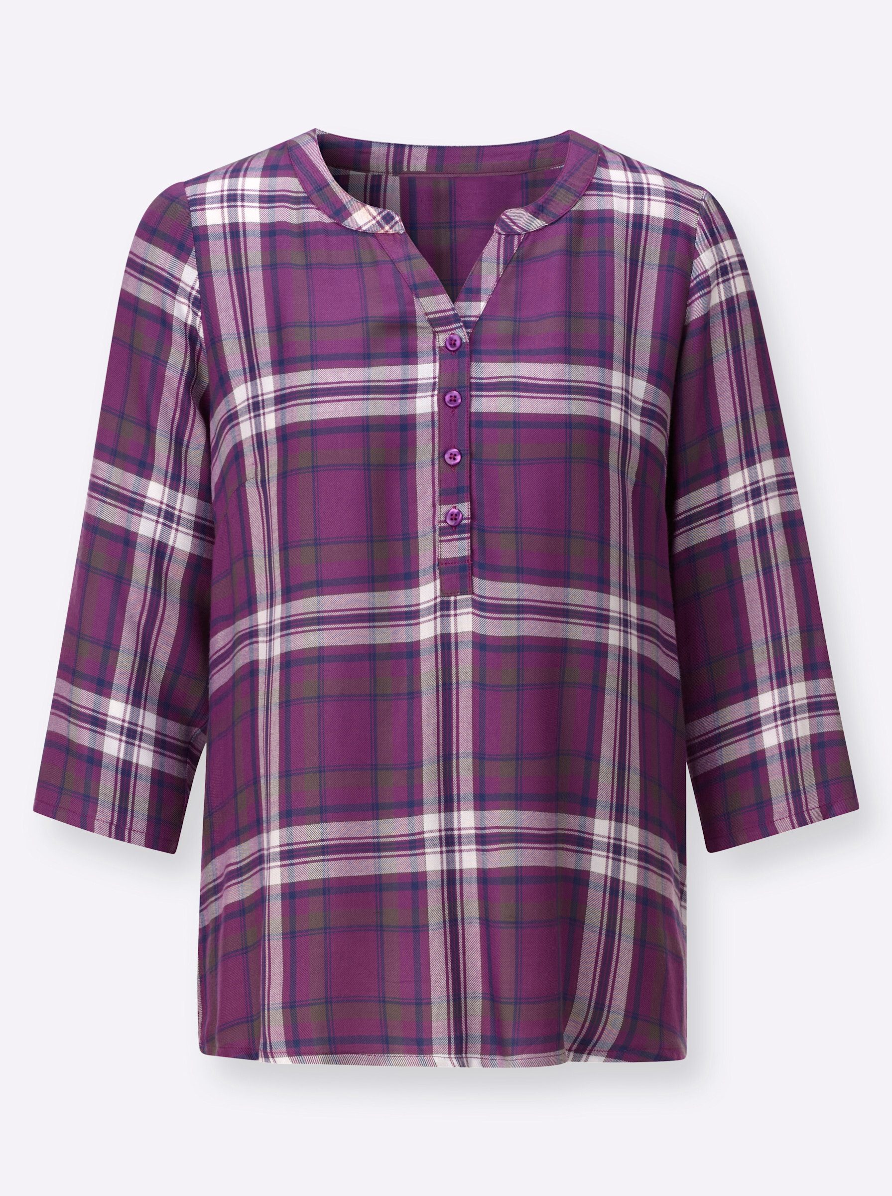 Klassische Bluse Karo-Bluse 3/4-Arm