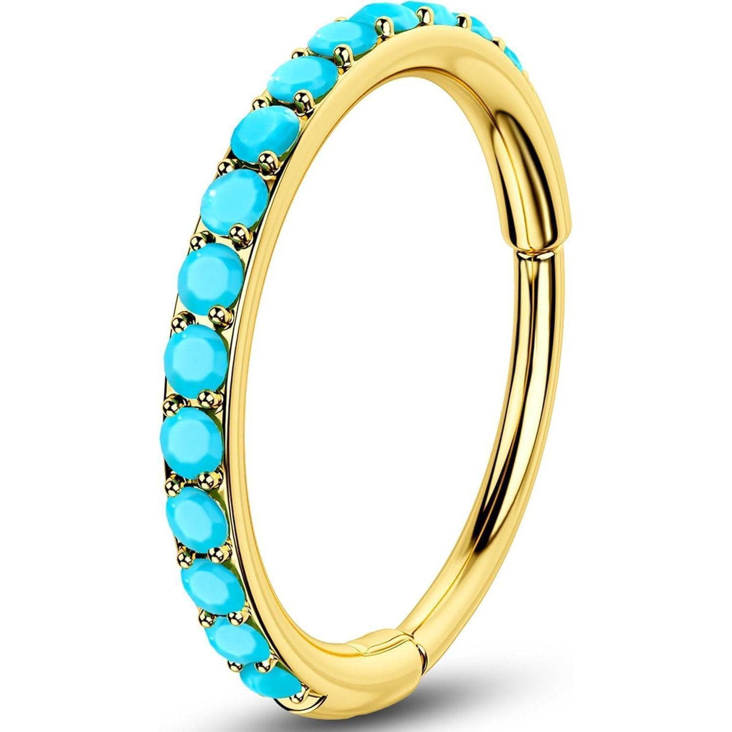 Nasenpiercing Nasenring Chirurgenstahl 316L Türkis Gold 20G Piercing Ring 6/7/8mm