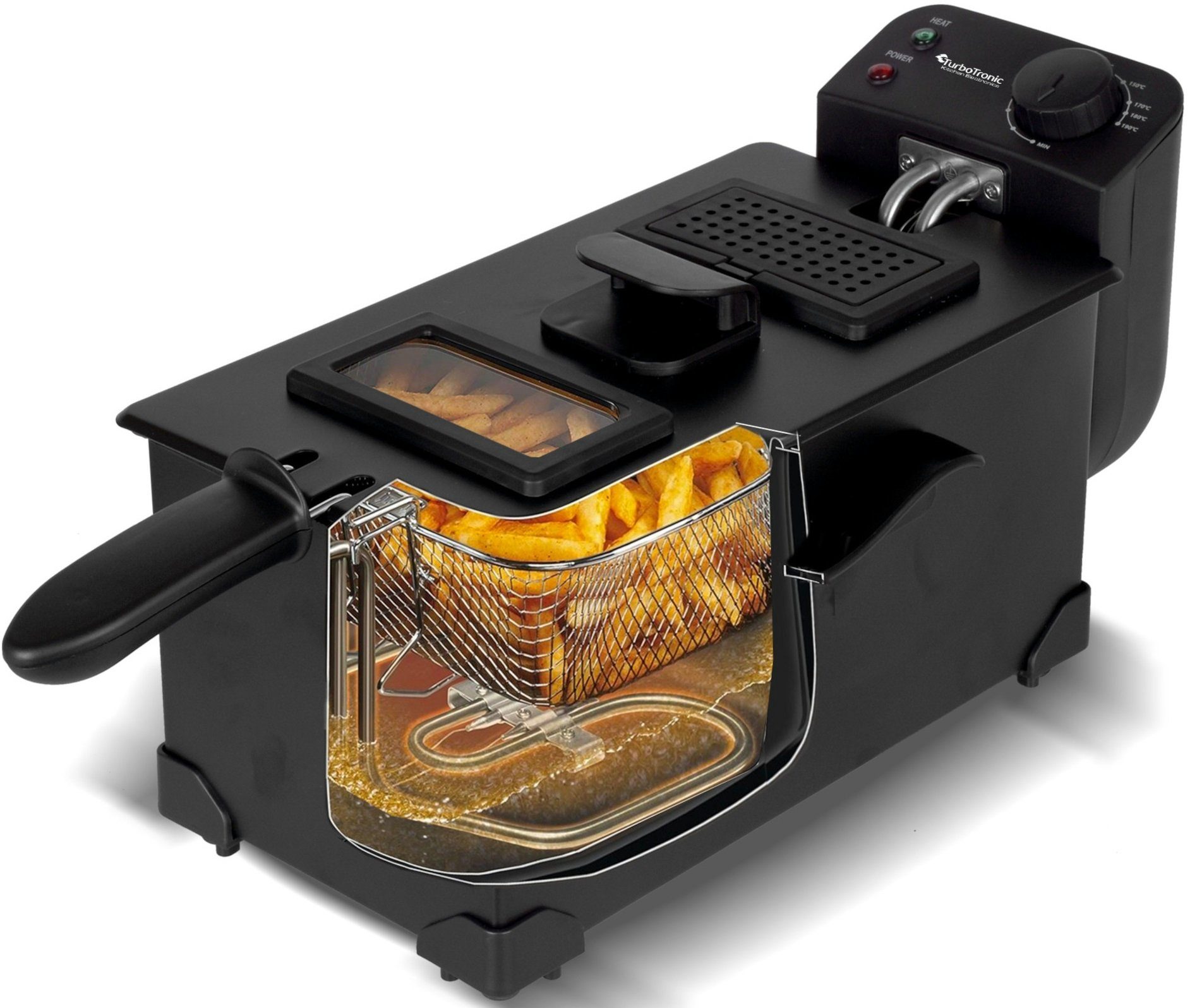 TurboTronic by Z-Line Kaltzonenfritteuse, 2200 W, schwarz/Edelstahl, 0-190°C