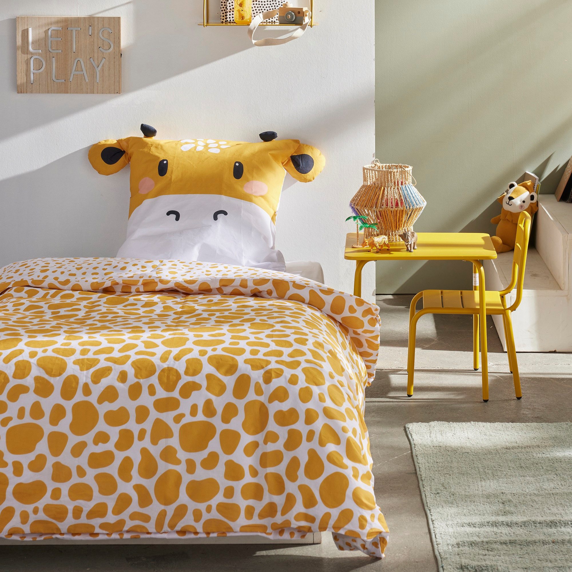 Familando Kinderbettwäsche Gelbe Giraffe 135x200 80x80 günstig online kaufen