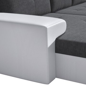 Fun Möbel Wohnlandschaft Couchgarnitur FLORENZ U-Form, inkl. 4 Rückenkissen, inkl. Schlaffunktion mit Bettkasten