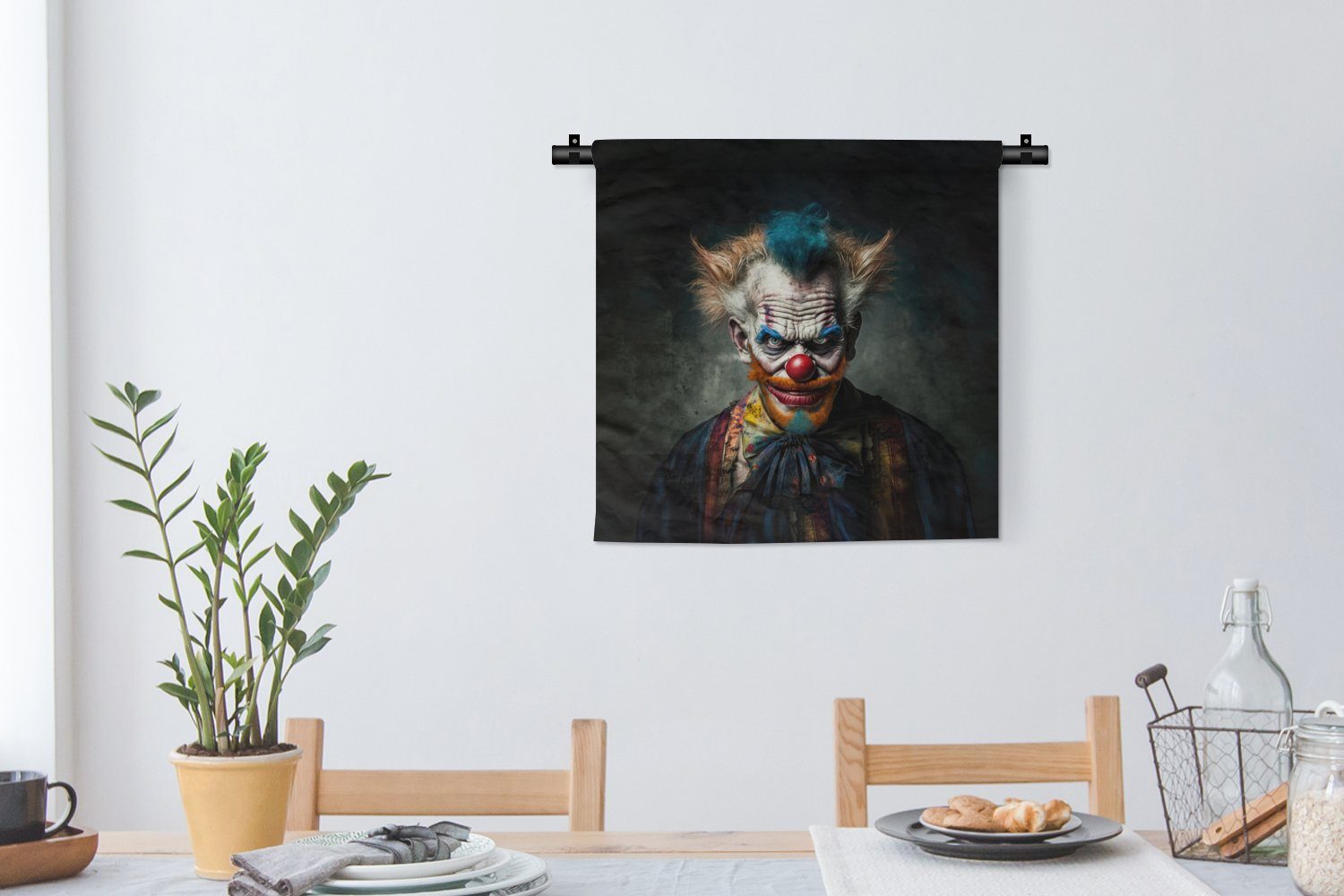 Schlafzimmer, Make-up Wanddekoobjekt - - Clownsnase Wanddeko - Clown Wandbehang, Wohnzimmer, Kinderzimmer für - Porträt MuchoWow Kleidung, Kleid,