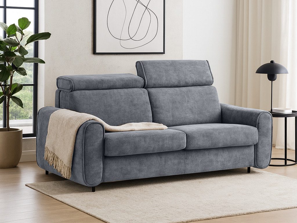 Beautysofa Schlafsofa Pavarti modernes Sofa mit italienischem Klappmechanismus und Matratze, mit Bettkasten, verstellbaren Kopfstützen und Schlaffunktion, in 3 Größen & 8 Farben
