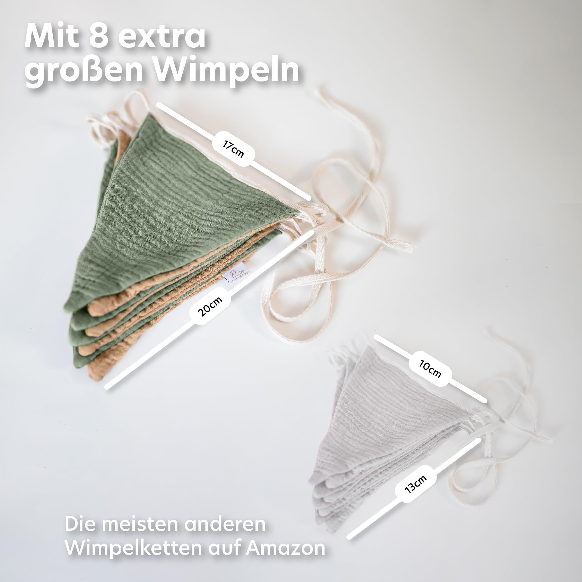 lilimaus Wimpelkette Sternenkette für Kinderzimmer - handgenähte Stoff-Girlande, handgefertigte Stoff-Girlande ca. 300 cm - Wimpel oder Sterne – Bild 4 von 5