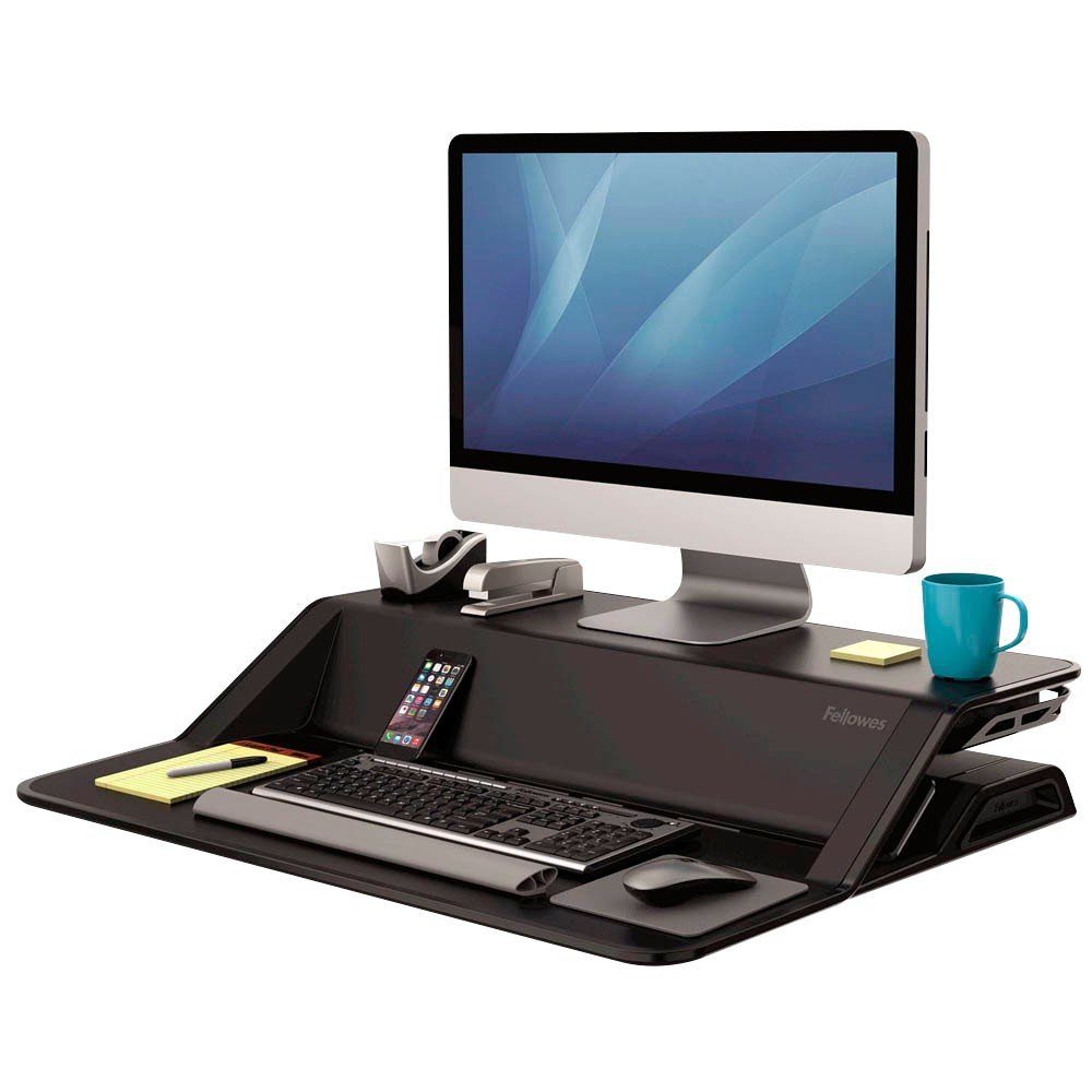 Fellowes® - hvst. schwarz Workstation FELLOWES 22 Sitz-Steh Tischaufsatz LOTUS Stufen 00079